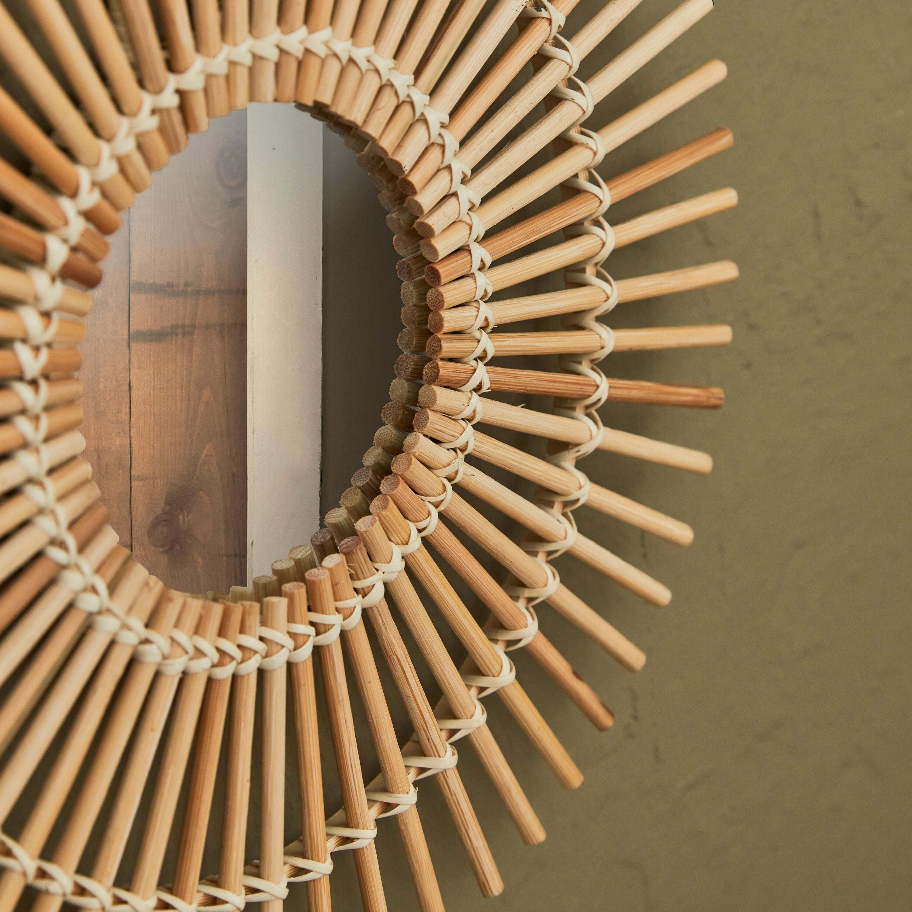 Assortiment de 3 miroirs rond beige Bambou INSPIRE diam.30 cm - 6