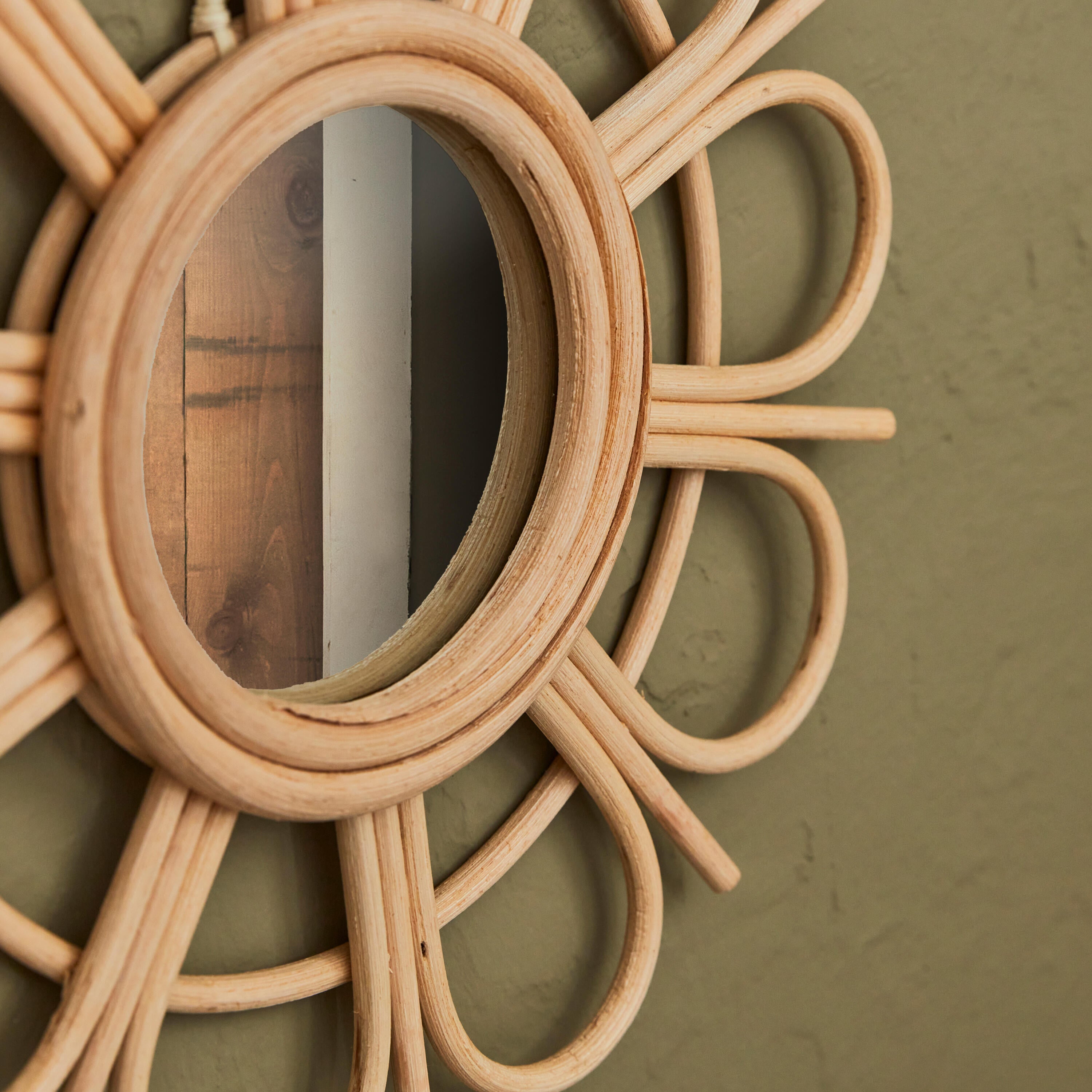 Assortiment de 3 miroirs rond beige Bambou INSPIRE diam.30 cm - 7