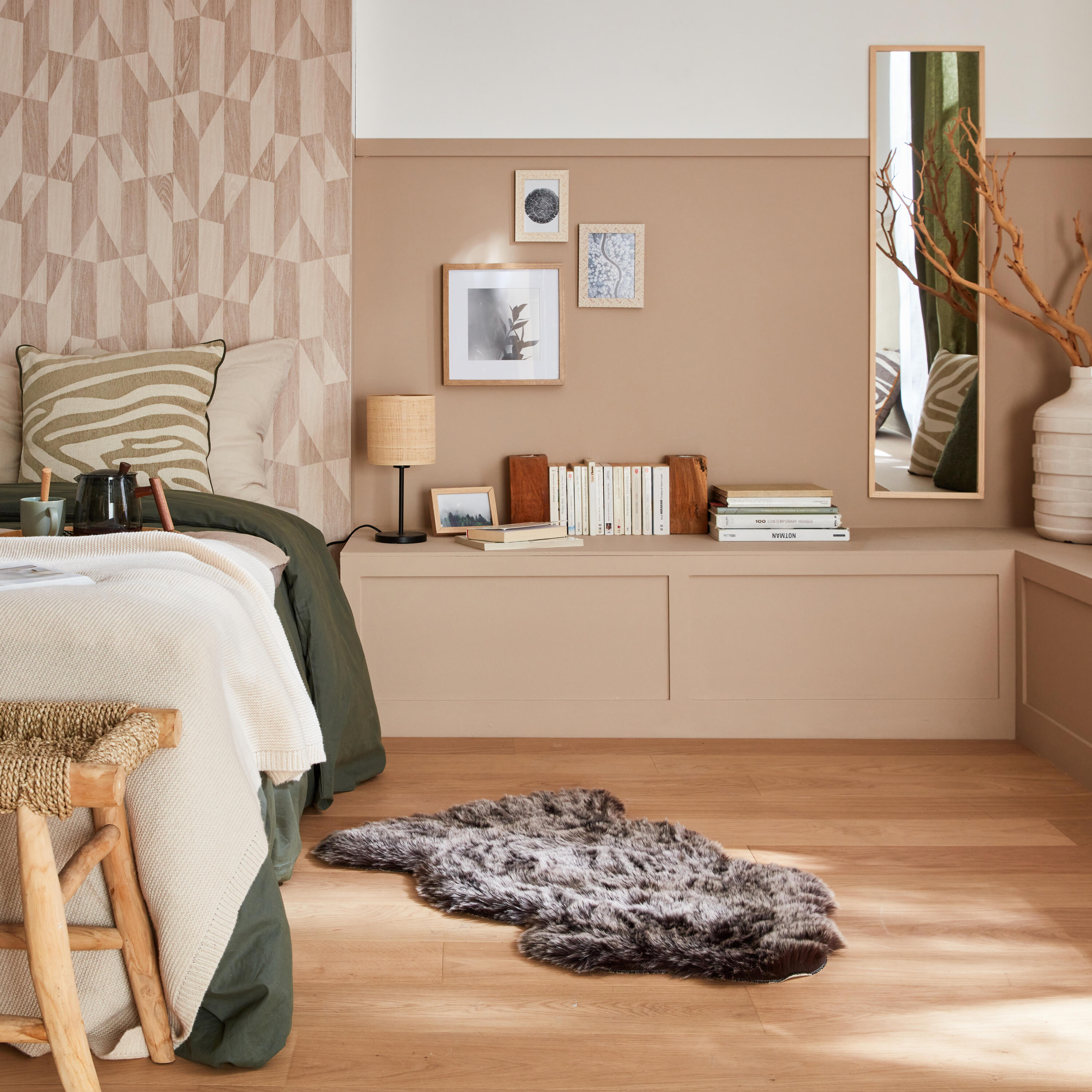 Miroir rectangulaire, bois beige Natural wood, l.30 x H.120 cm - 4