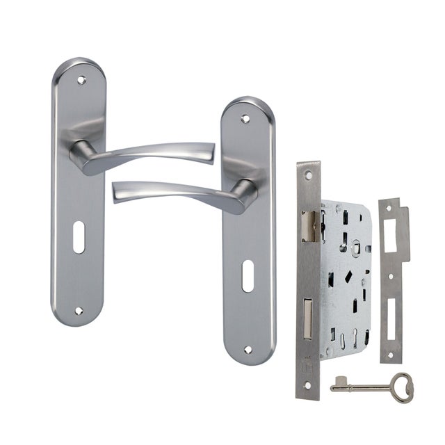 Puxador de porta interior placa com fechadura aço inoxidável Artaraz 20-13 + 716