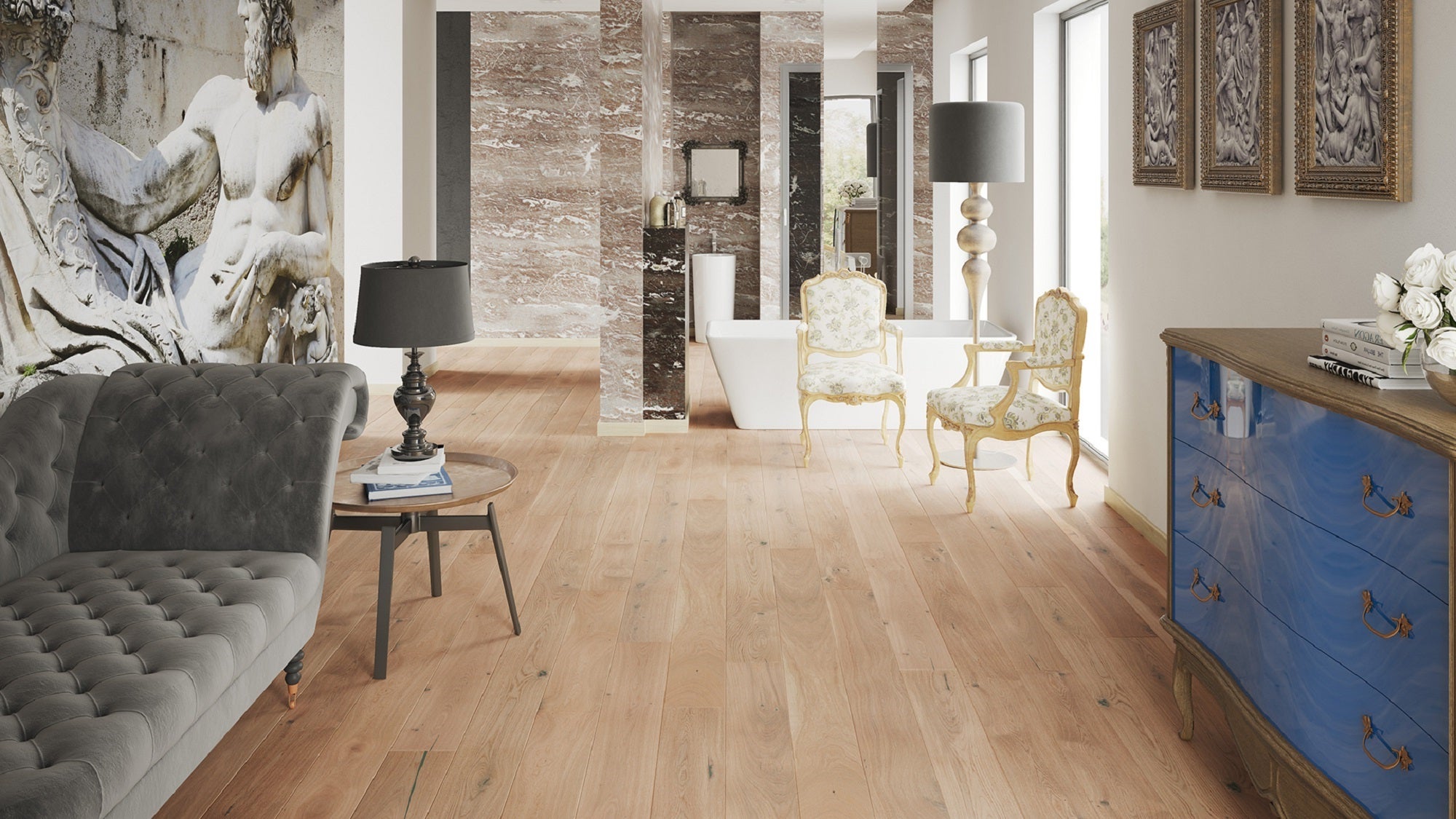 Parquet flotante corfú de roble de 220x18cm