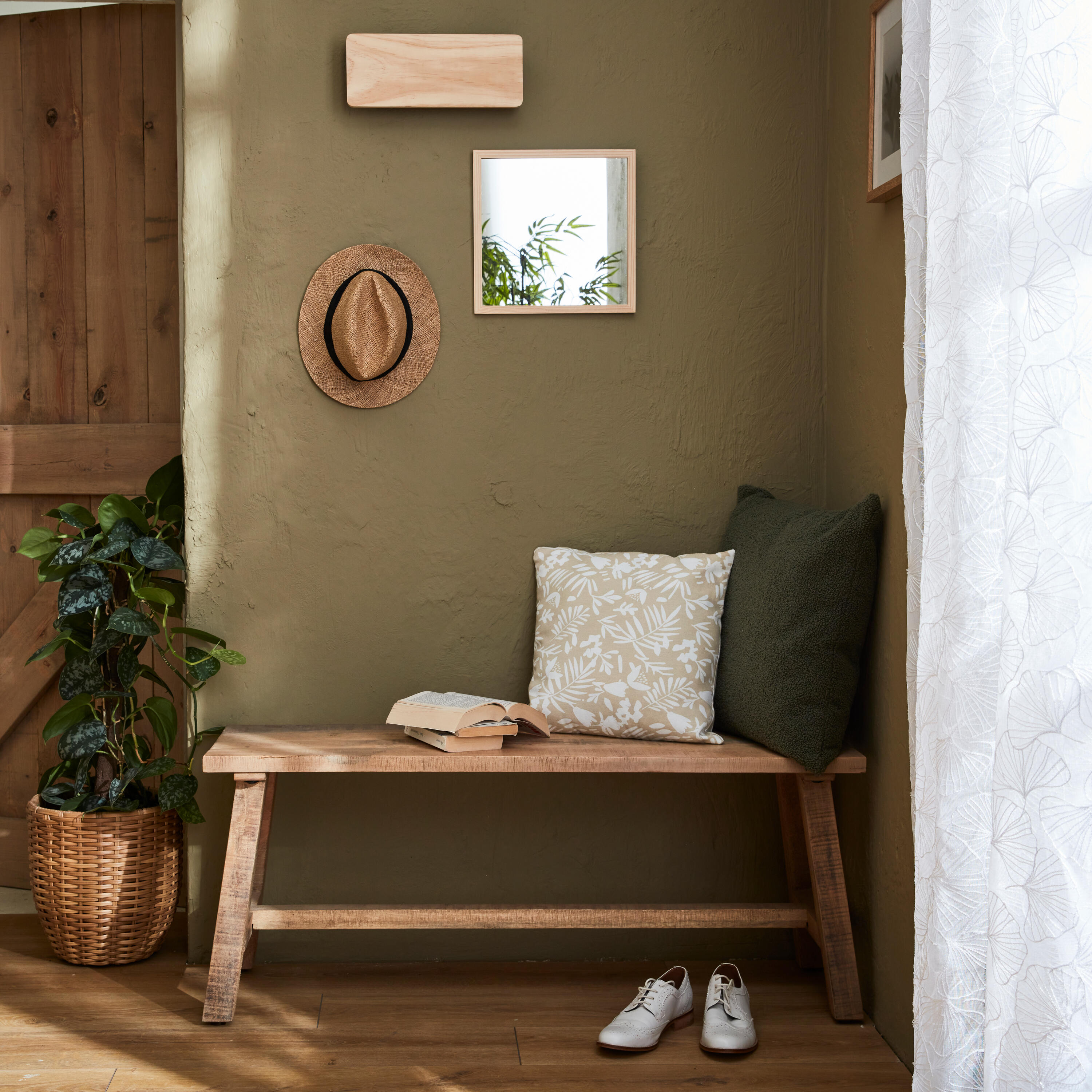 Espelho madeira natural 30x30cm Inspire - 17