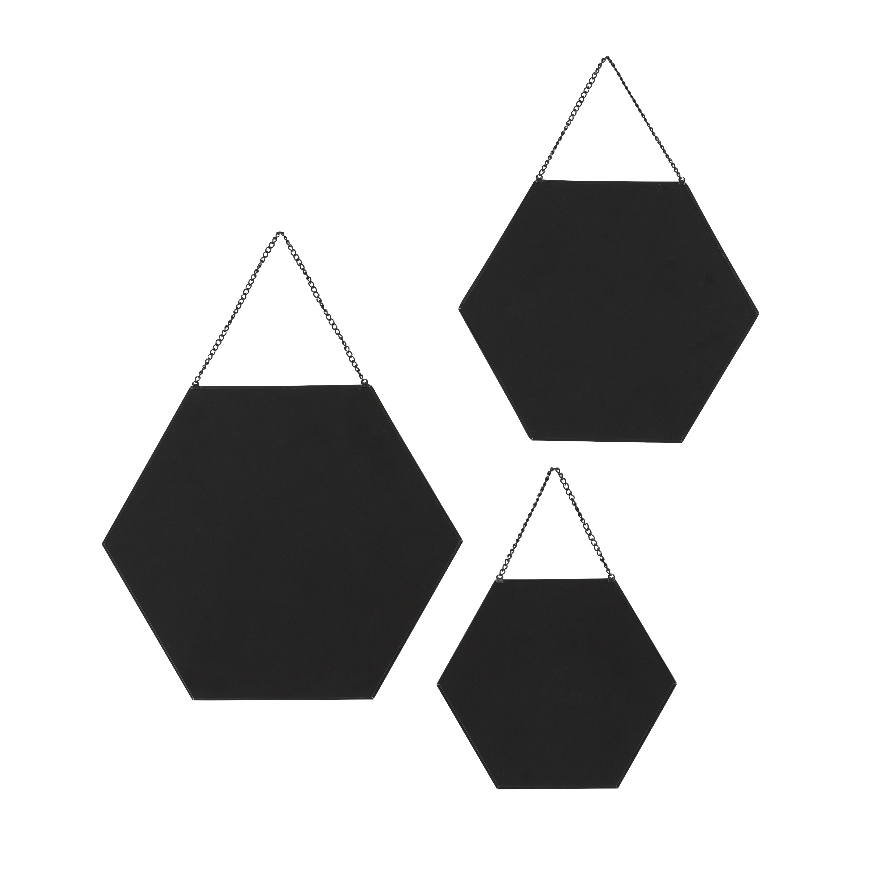 Assortiment de 3 miroirs hexagonal aluminium noir Hexagon INSPIRE, l.34.4 x H.30 - 4
