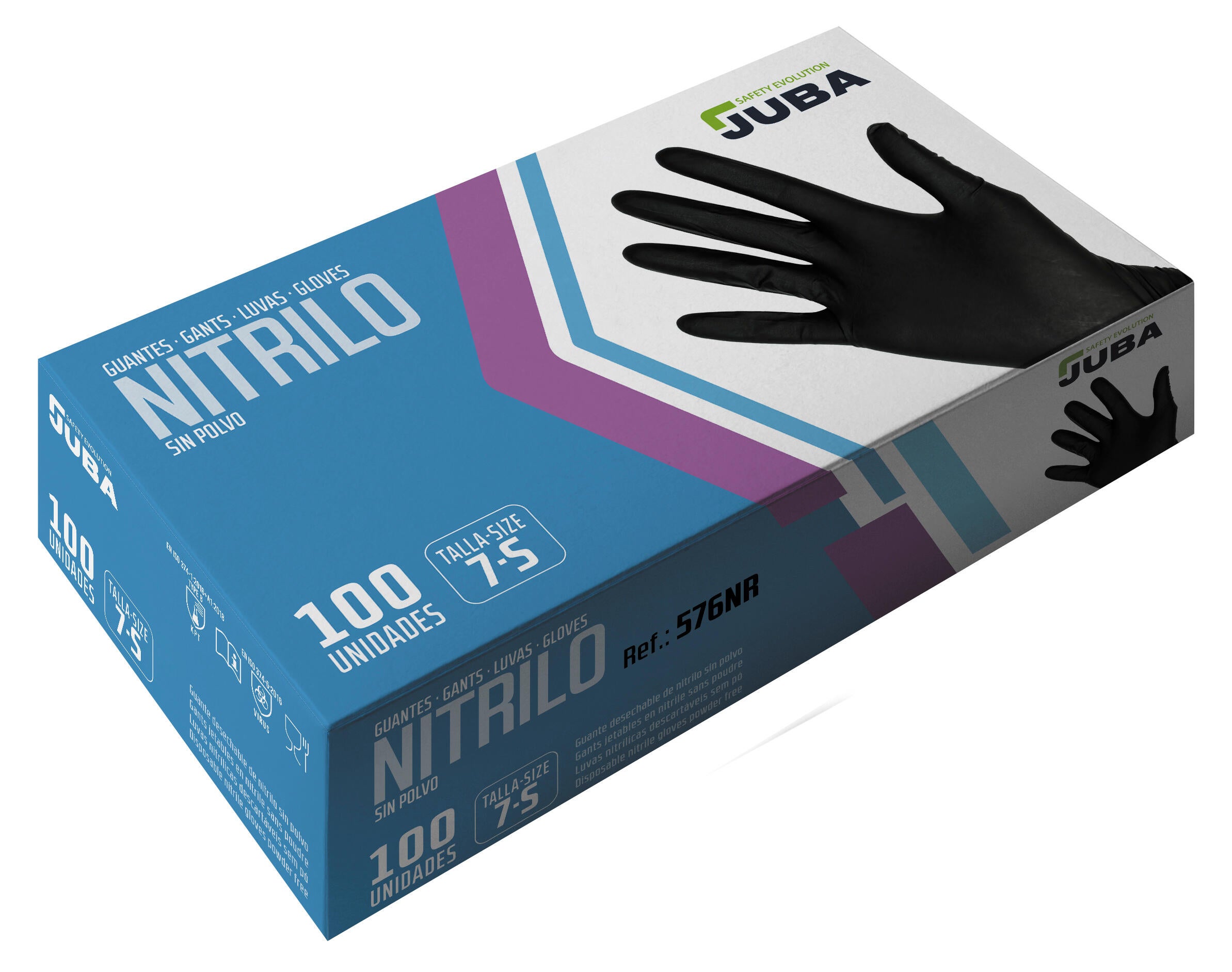 GUANTES DE NITRILO DESECHABLES JUBA 576NR T7  - 3