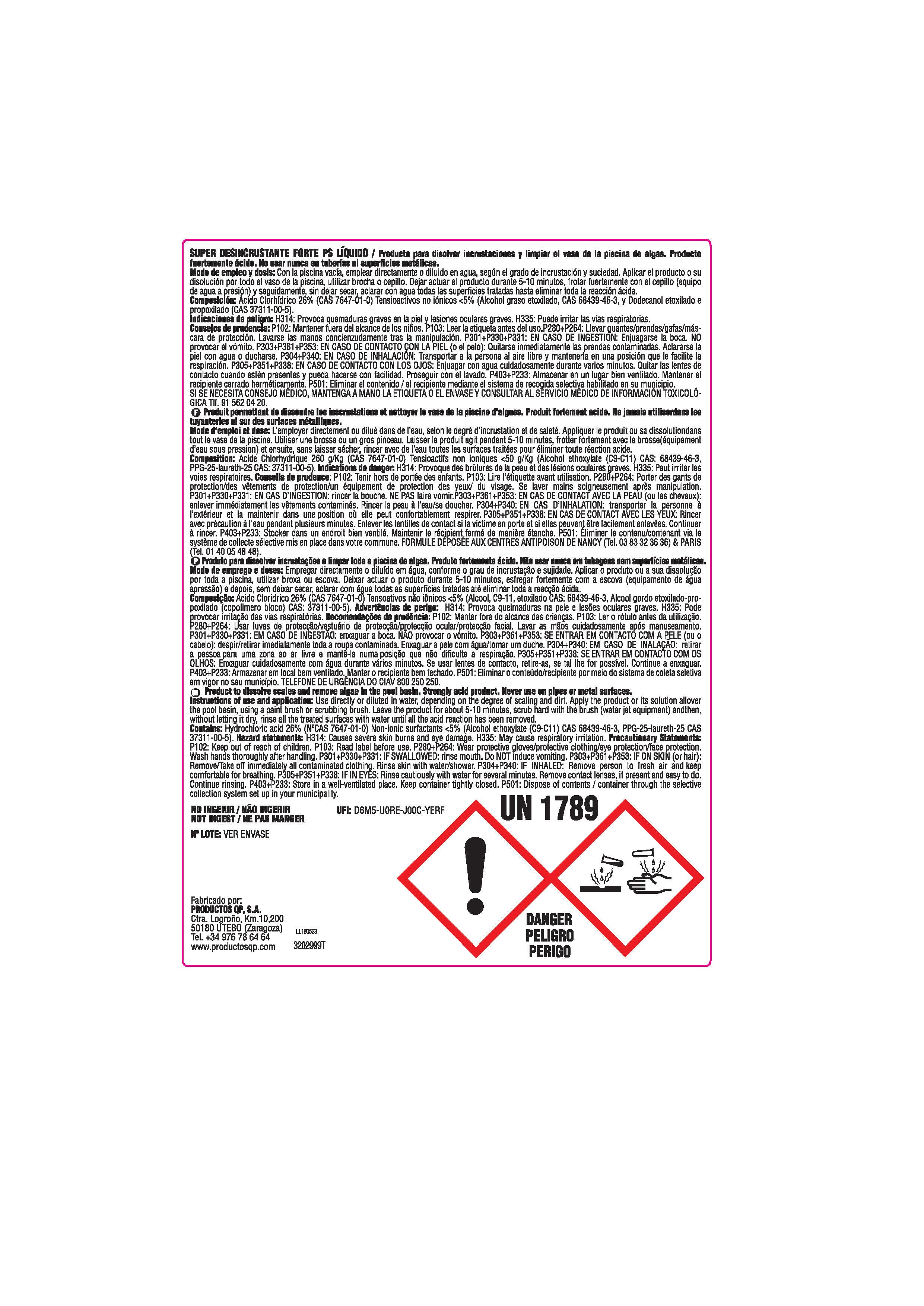 DESINCRUSTANTE LÍQUIDO 10L QUIMICAMP FORTE PS - 2