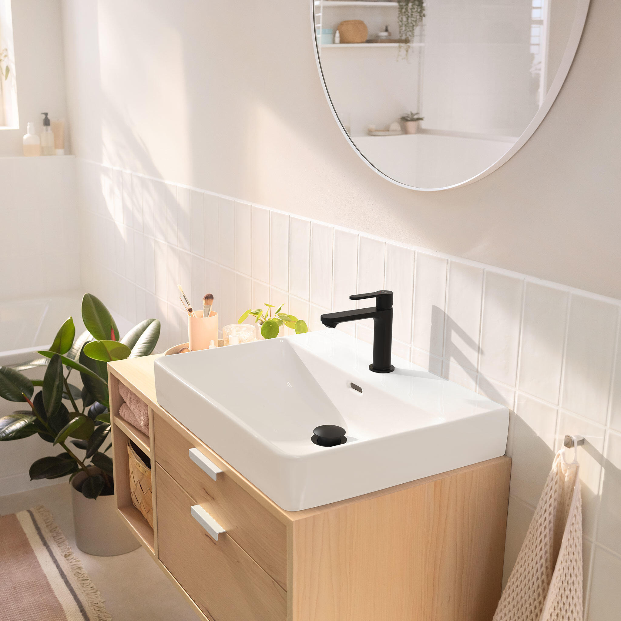 Torneira para lavatório cano médio preto mate Hansgrohe - 4