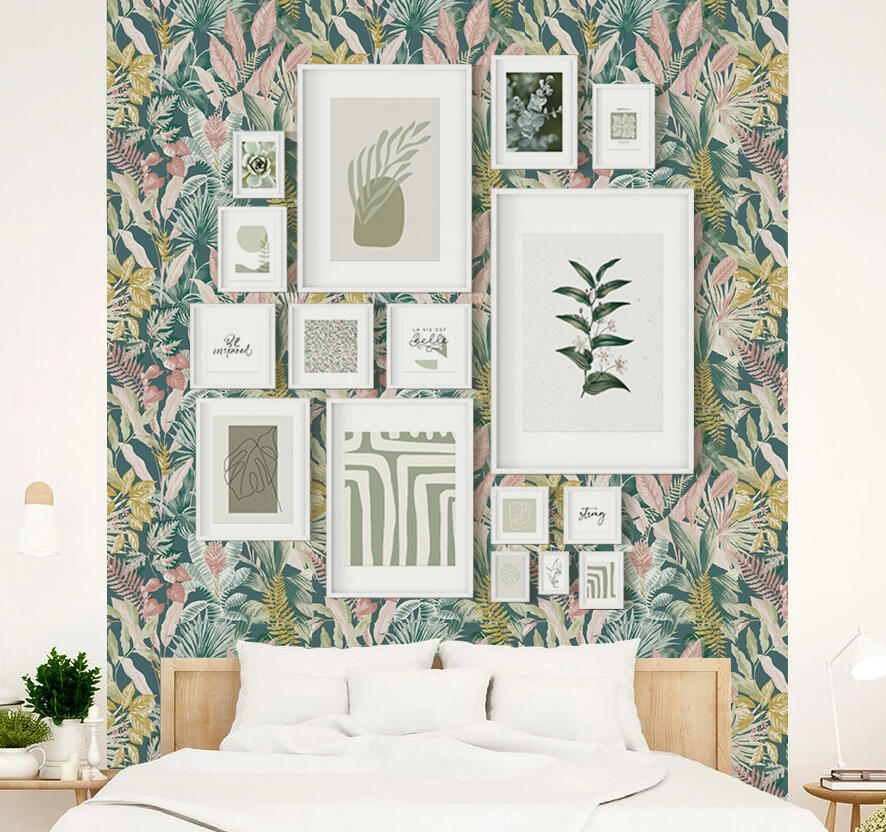 Papel pintado vinilo aplicación cola en pared Floral vegetal Havana multicolor  INSPIRE 53cmx10.05m lavable - 10