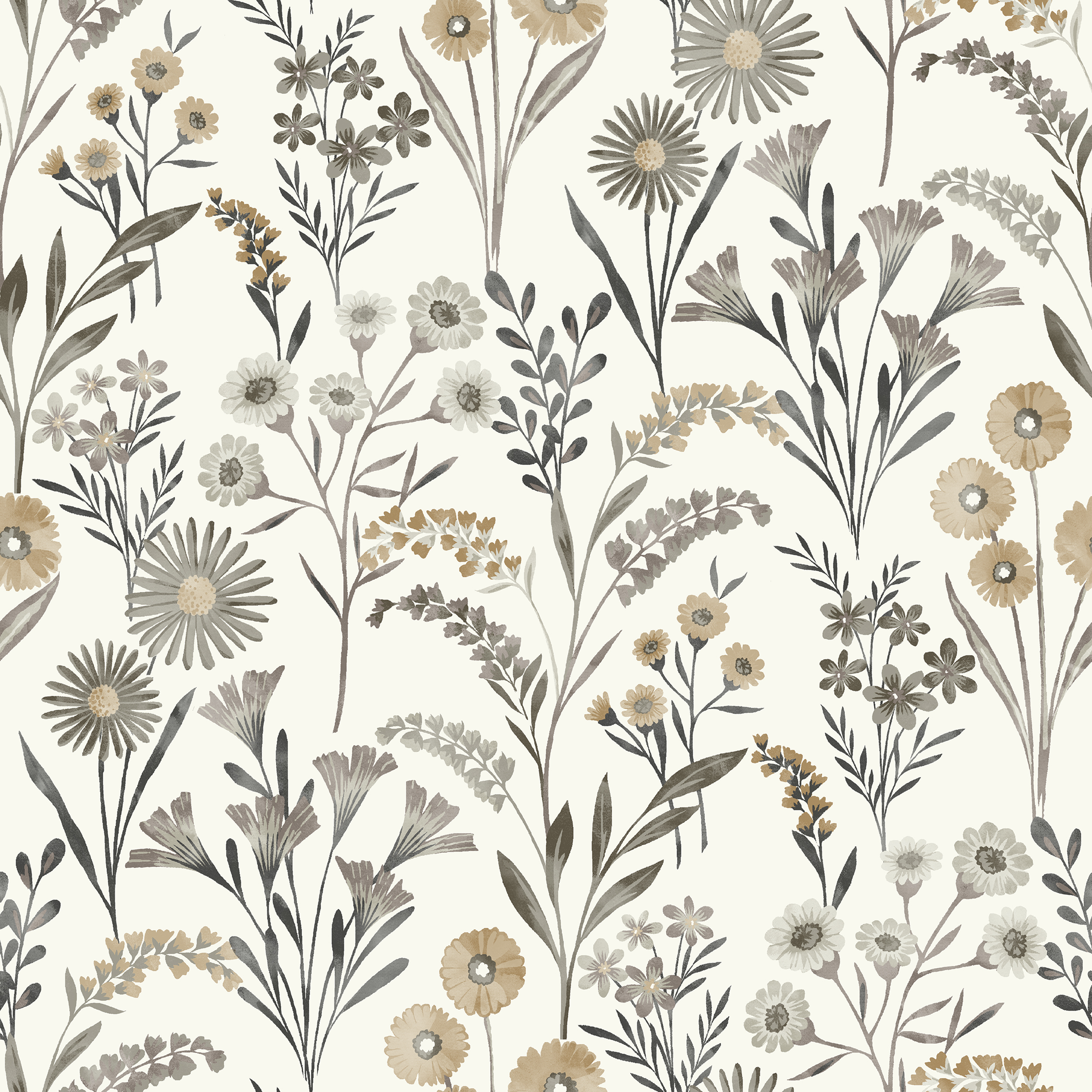 Papel pintado vinilo aplicación cola en pared Floral vegetal Meadow blanco, verde  INSPIRE 53cmx10.05m lavable - 11