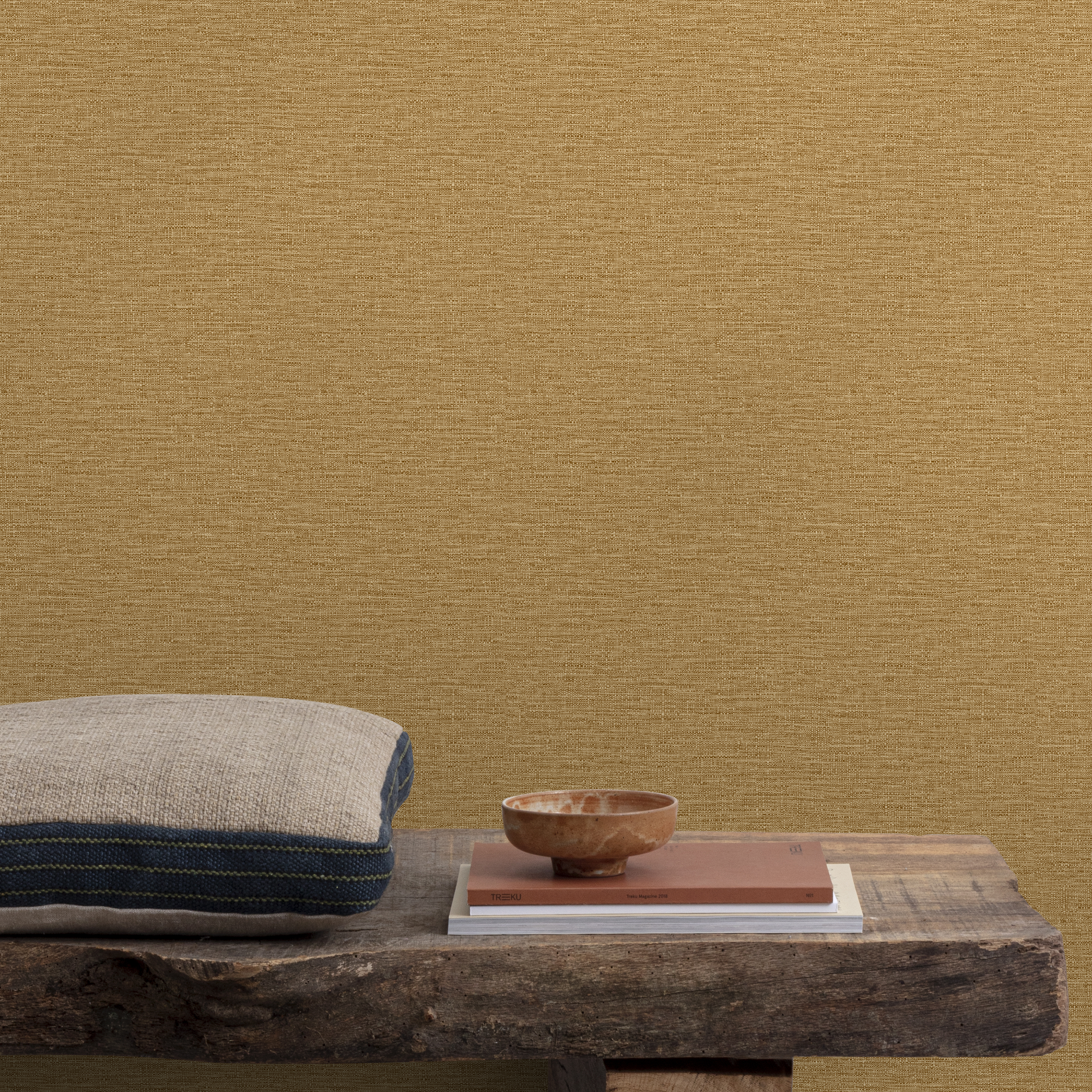 Papier peint intissé Aspect paille INSPIRE jaune cotta 5 - 2