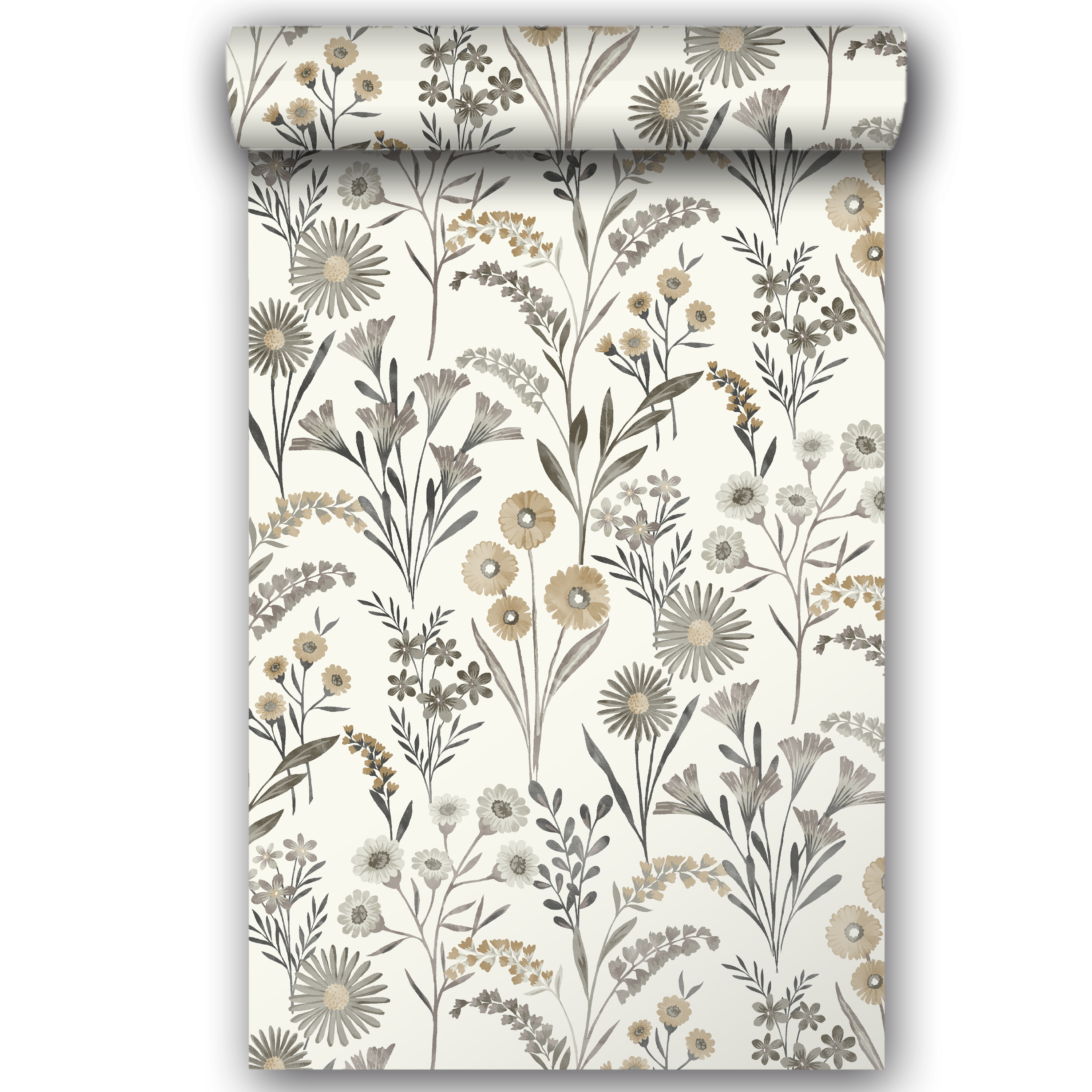 Papel pintado vinilo aplicación cola en pared Floral vegetal Meadow blanco, verde  INSPIRE 53cmx10.05m lavable - 10