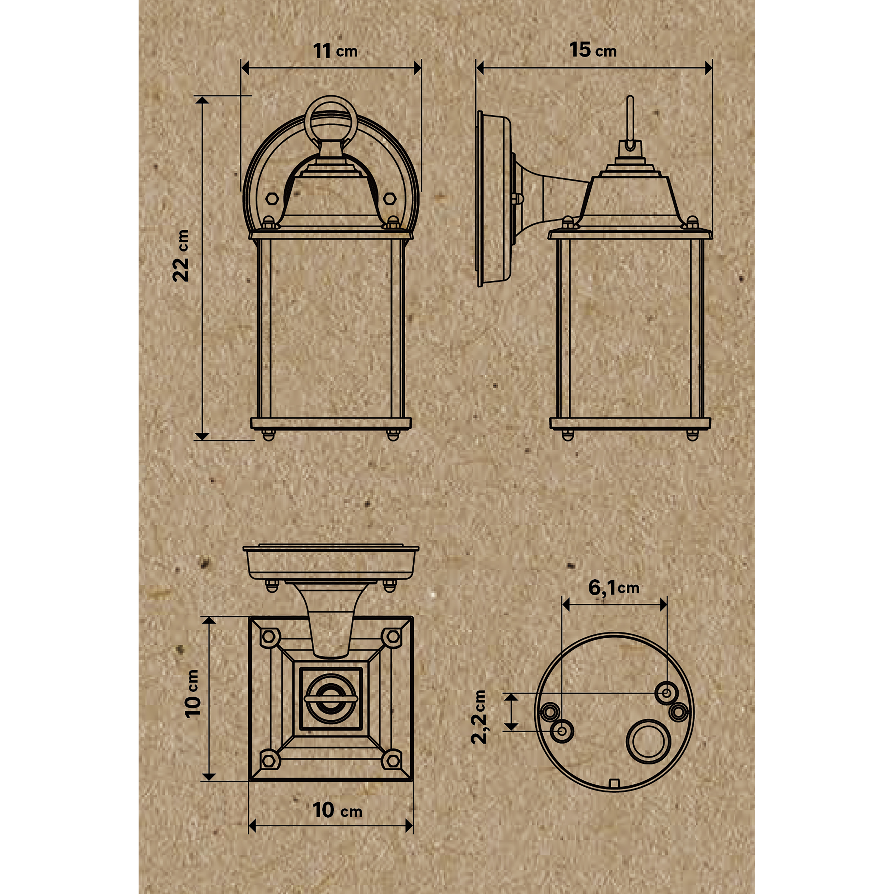 Applique classico da esterno Samboi nero IP44 E27 INSPIRE - 3