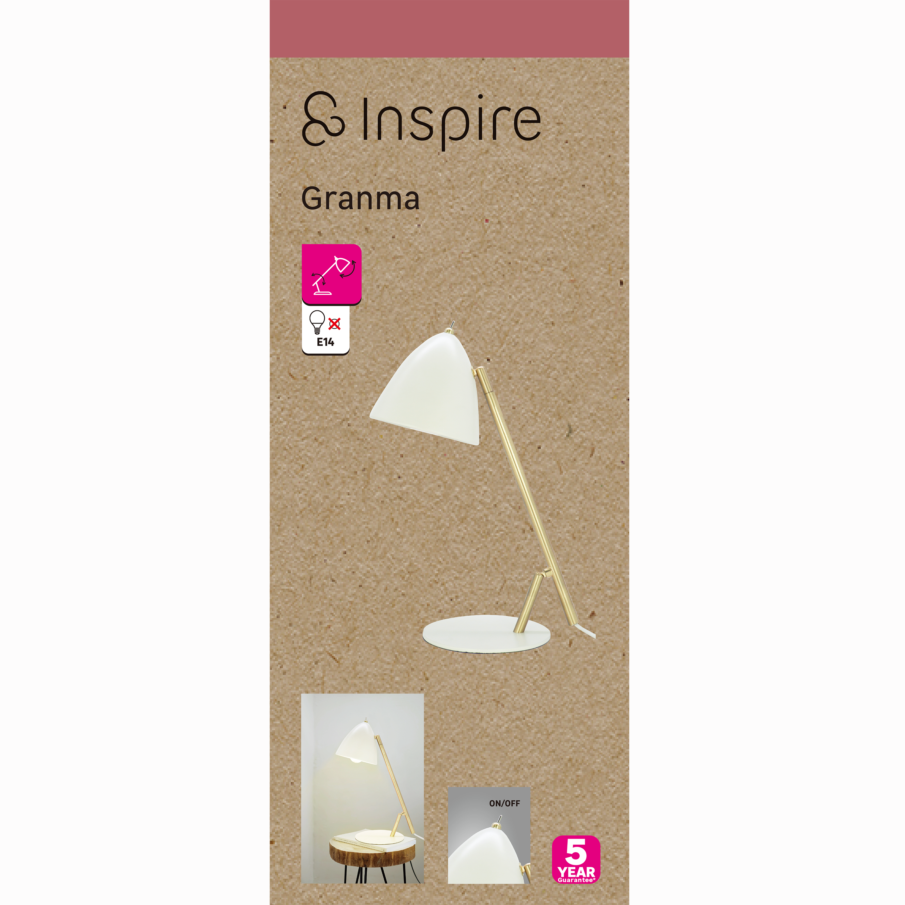 Lampe Granma, fer, blanc, H.30 cm INSPIRE, E14 - 9