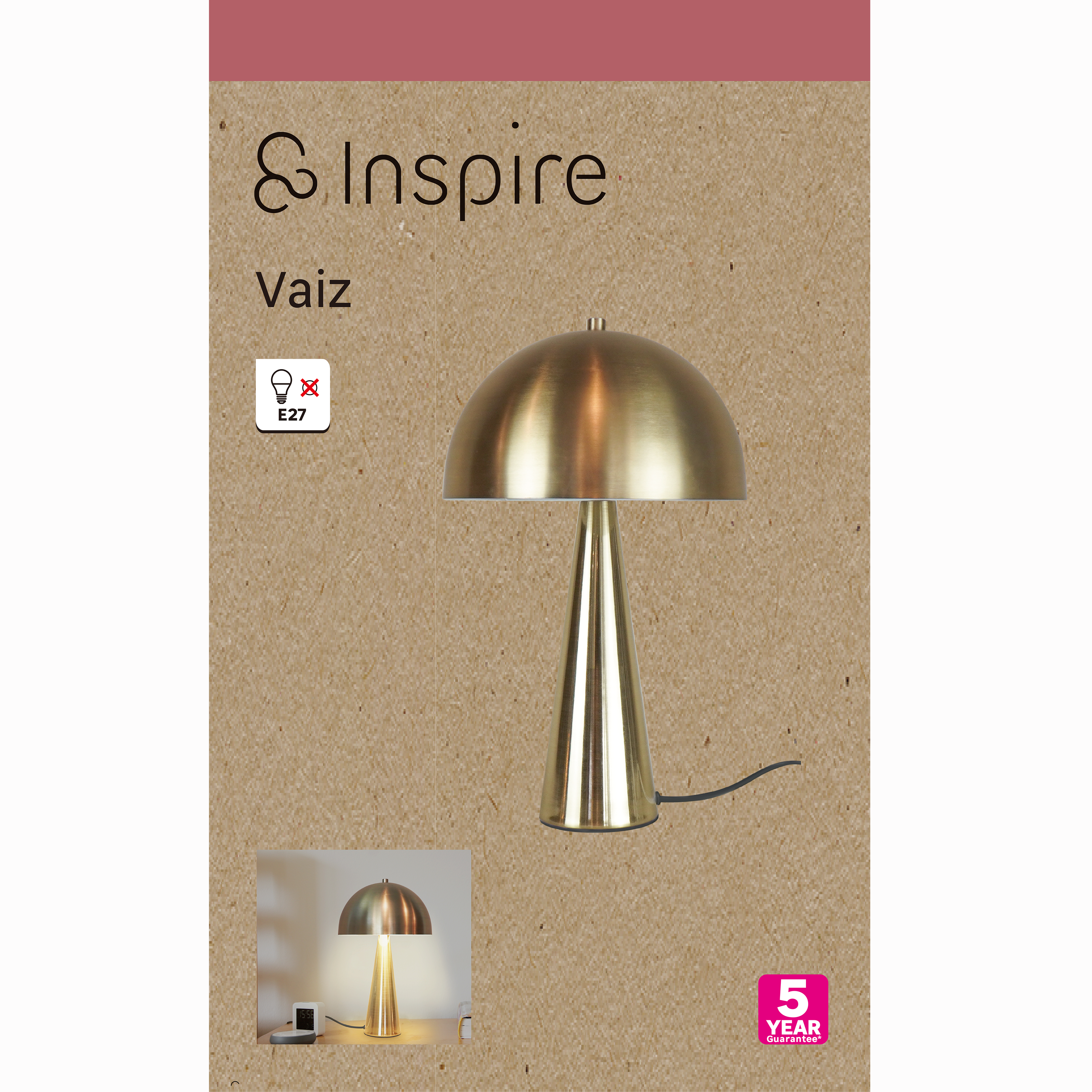 Lampe Vaiz, fer, laiton, H.41 cm INSPIRE, E27 - 7