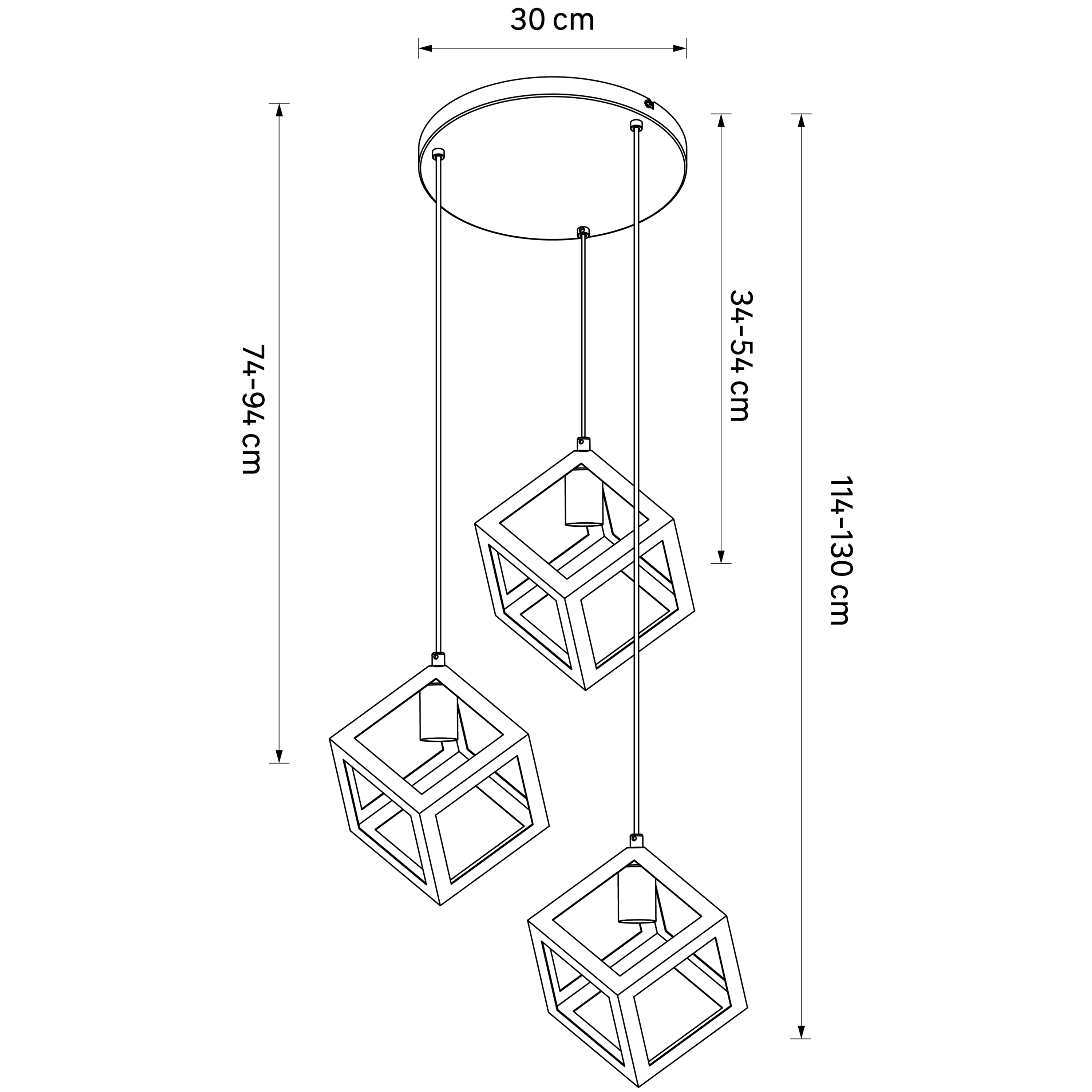 Lampa wisząca Plywood czarna 3 x E27 Inspire - 6
