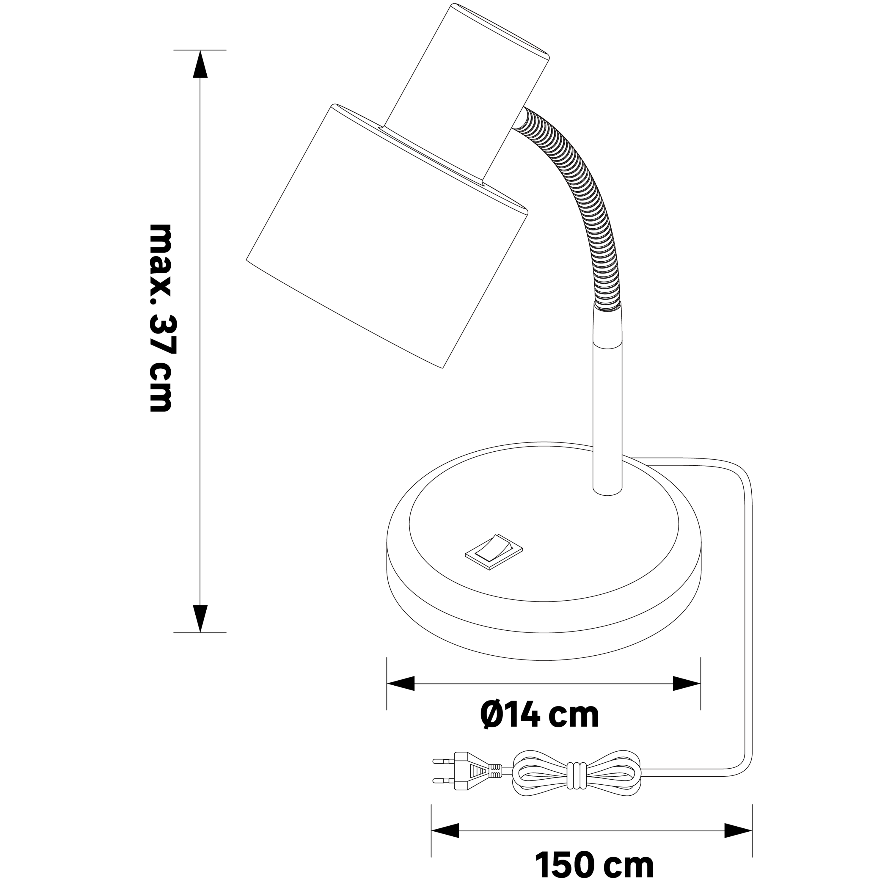 Lampka biurkowa Poucet czarna E27 Inspire - 5