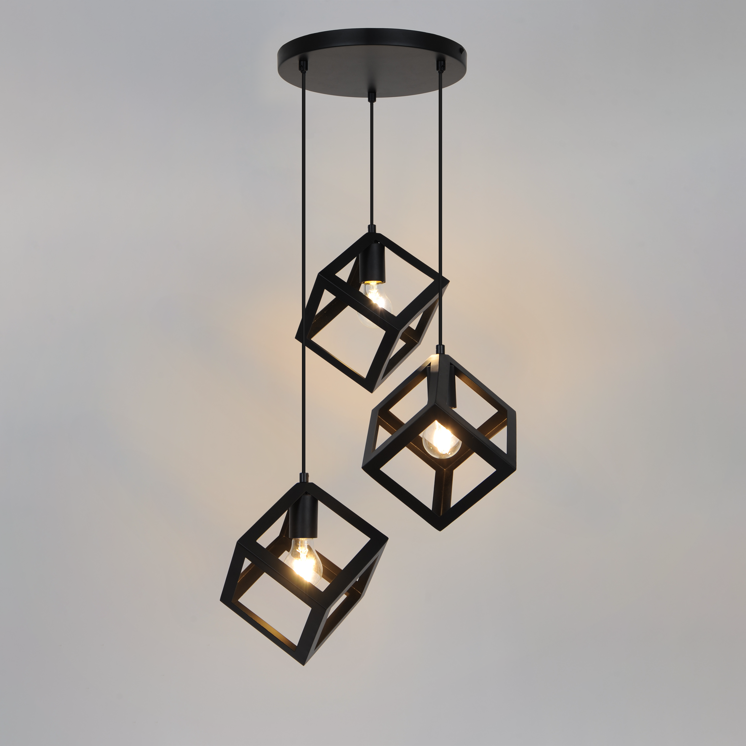 Lampa wisząca Plywood czarna 3 x E27 Inspire - 7