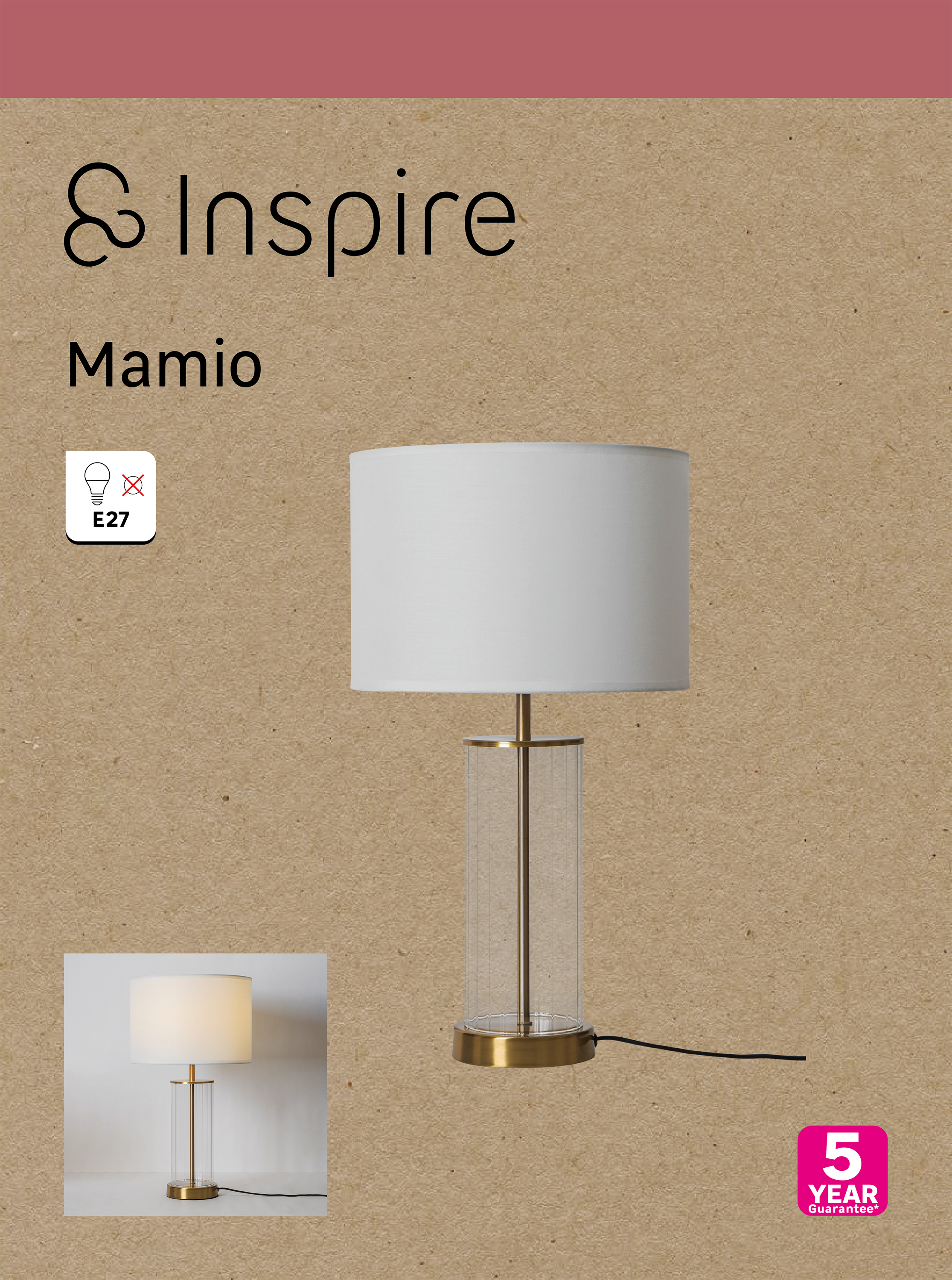 Lampe Mamio, verre, blanc, H.50 cm INSPIRE, E27 - 6