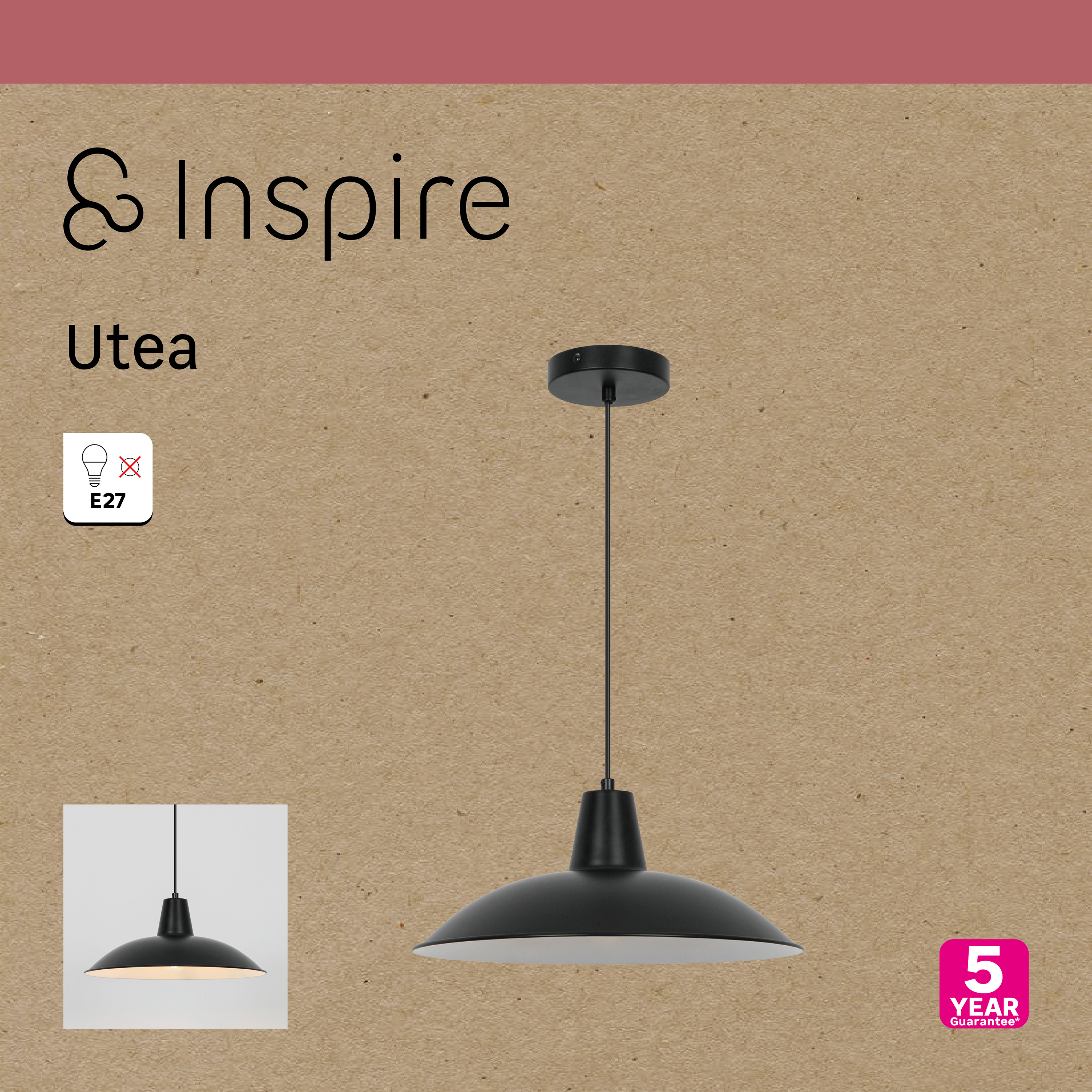 Suspension Utea fer, noir, Diam.38 cm INSPIRE, E27 - 7