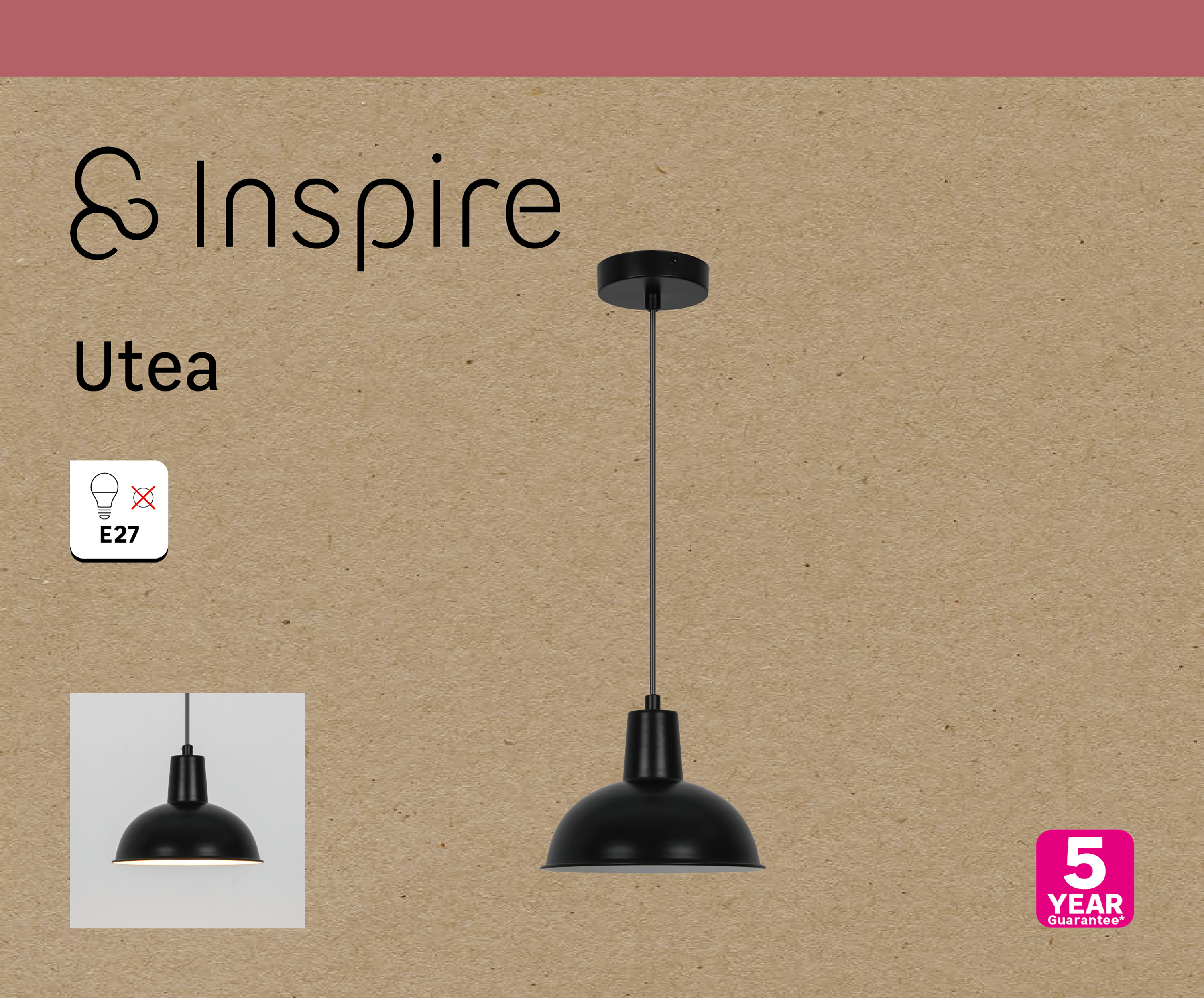 Lampa wisząca Utea czarna E27 Inspire - 15