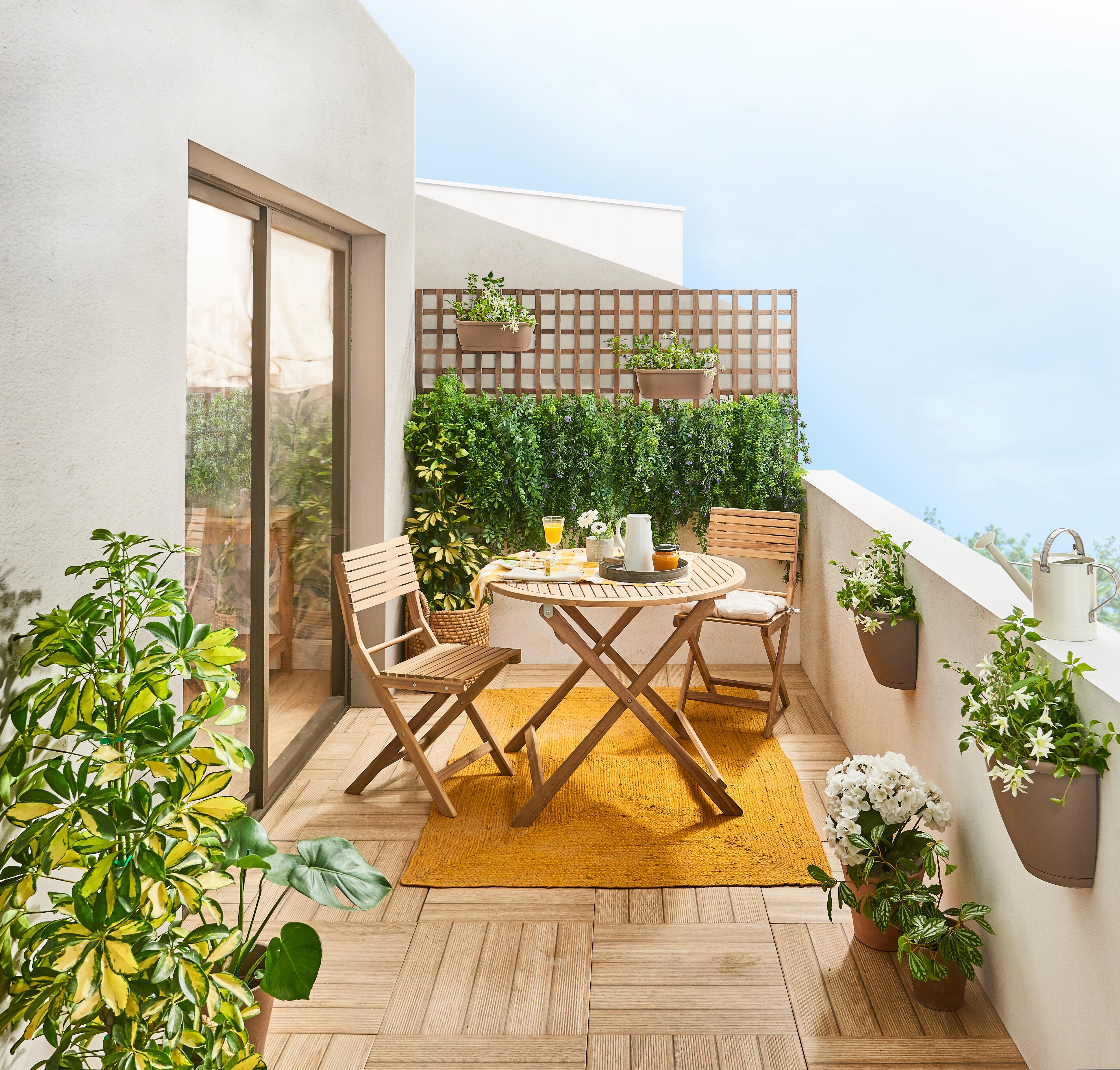Conjunto de muebles de terraza solís de madera para 2 comensales
