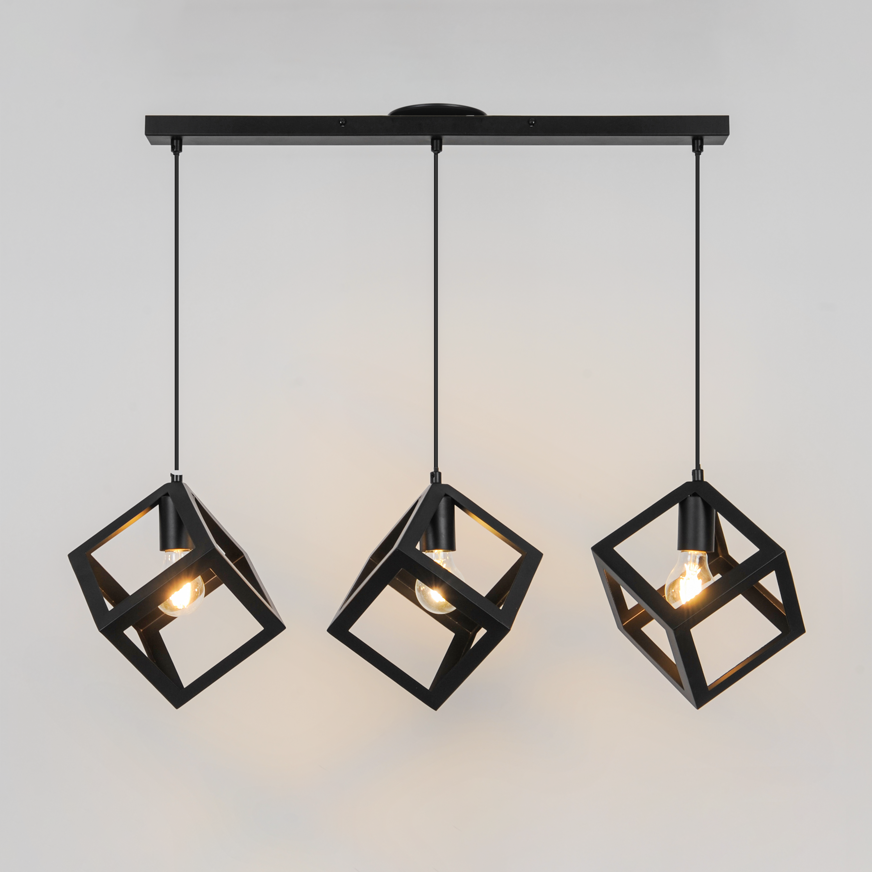 Lampa wisząca Plywood czarna 3 x E27 Inspire - 9