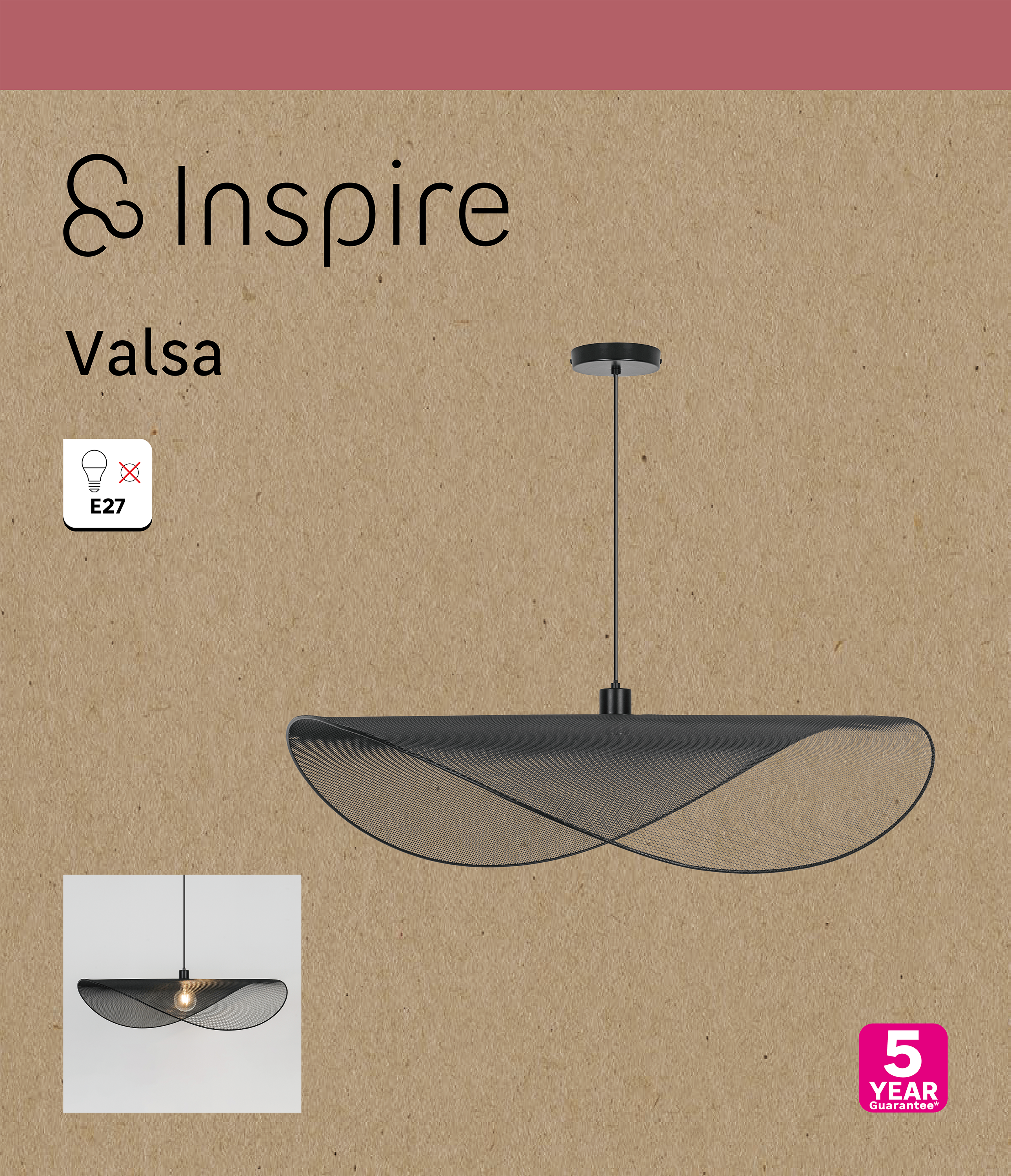 Lampa wisząca Valsa czarna E27 Inspire - 19
