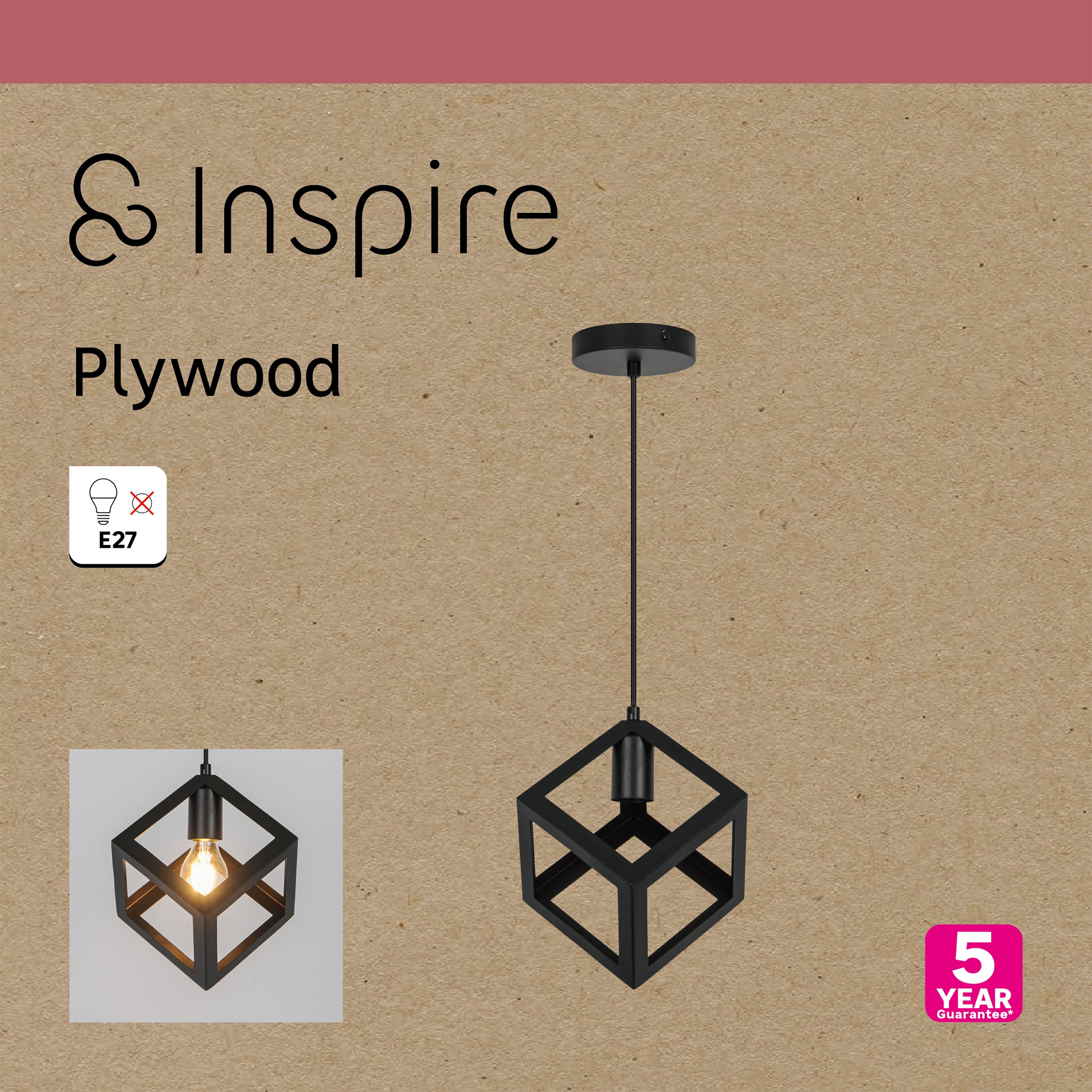 Lampa wisząca Plywood czarna E27 Inspire - 14