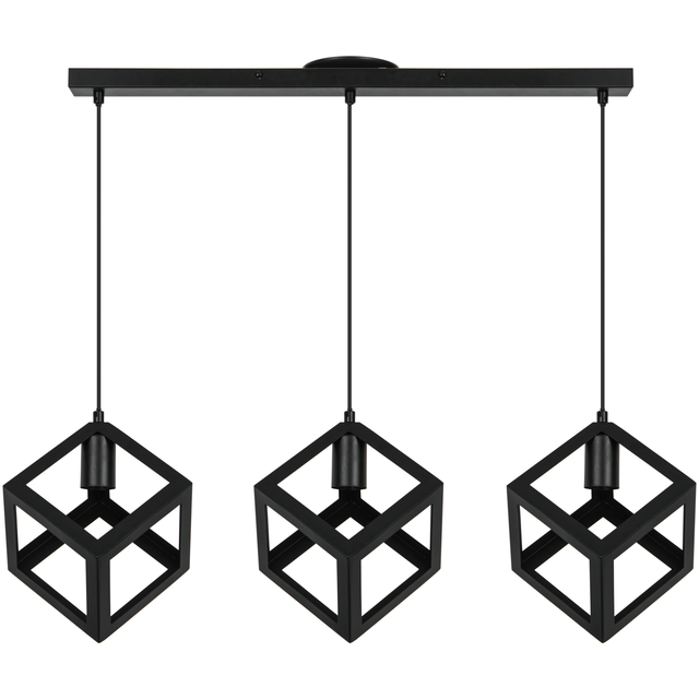 Lampadario Design P12105LM-3B BK nero paralume nero 3x E27 Ø16cm INSPIRE