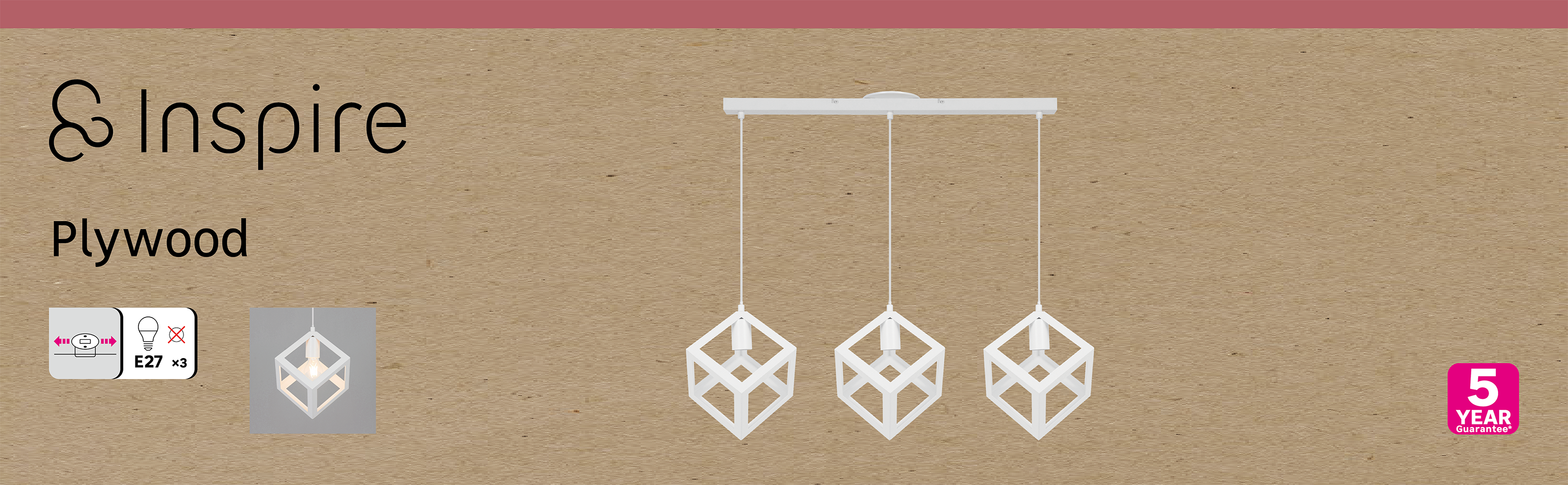 Lampa wisząca Plywood biała 3 x E27 Inspire - 15