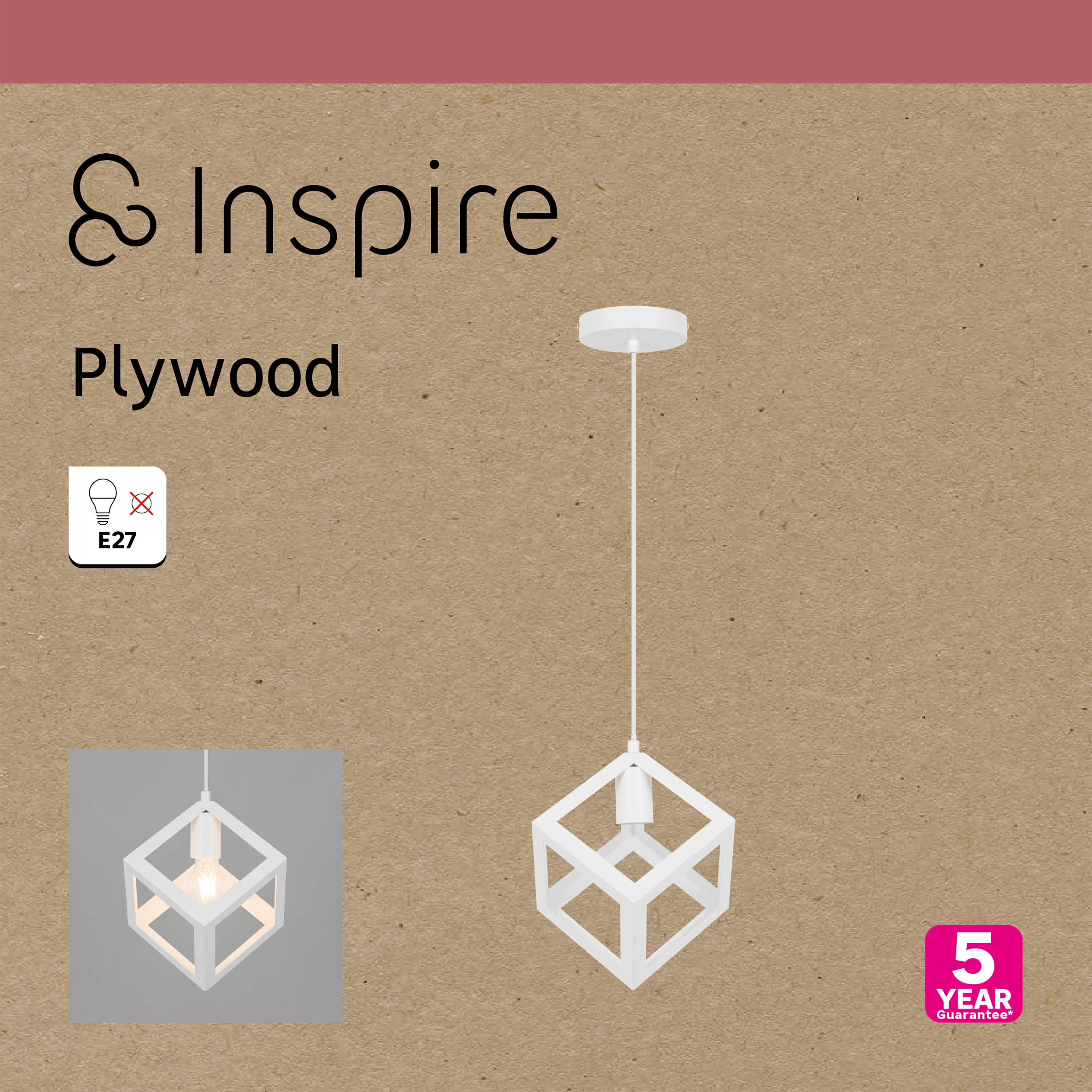 Lampa wisząca Plywood biała E27 Inspire - 15