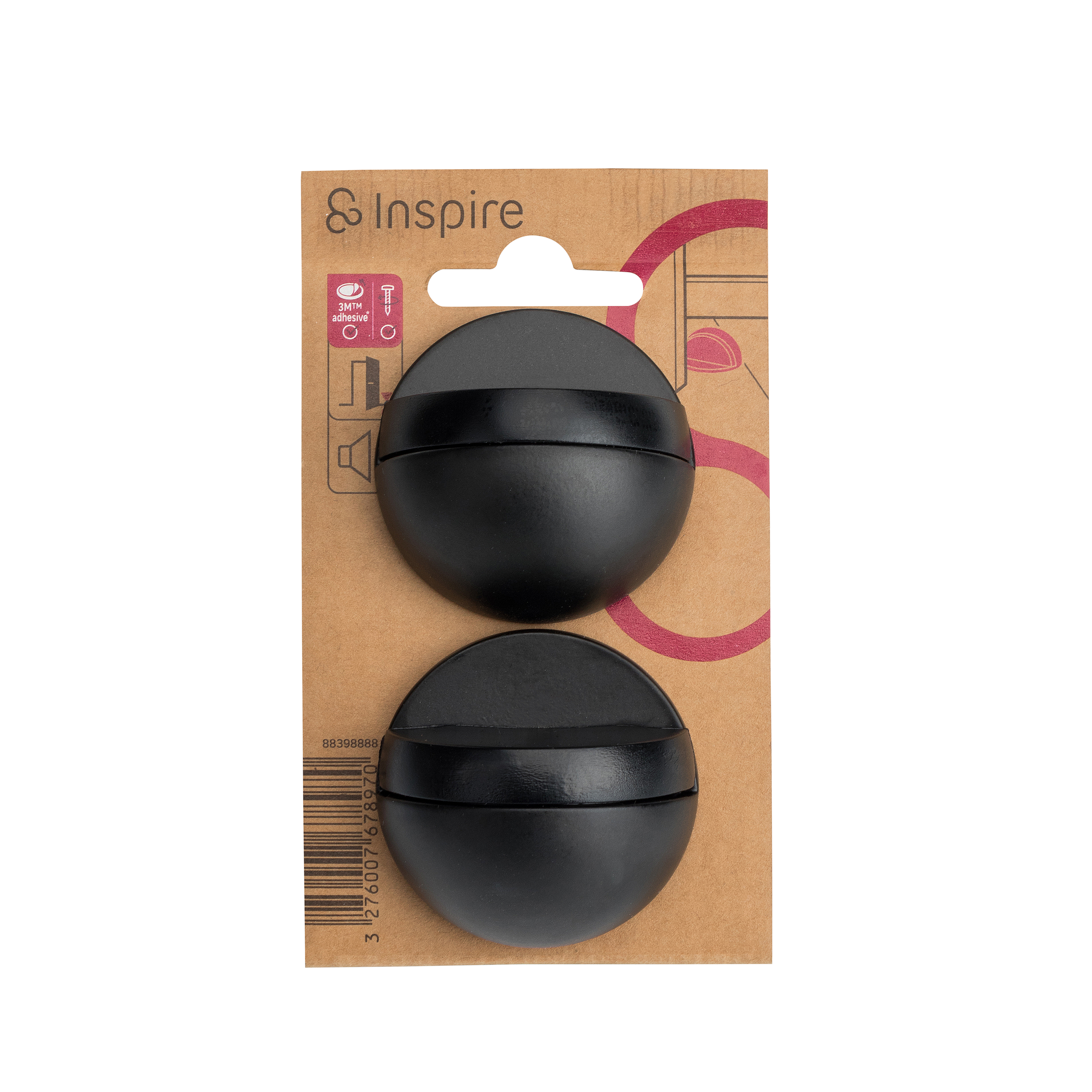 Odbojnik drzwiowy kulisty czarny średnica 4.7 cm 2 sztuki Inspire - 10