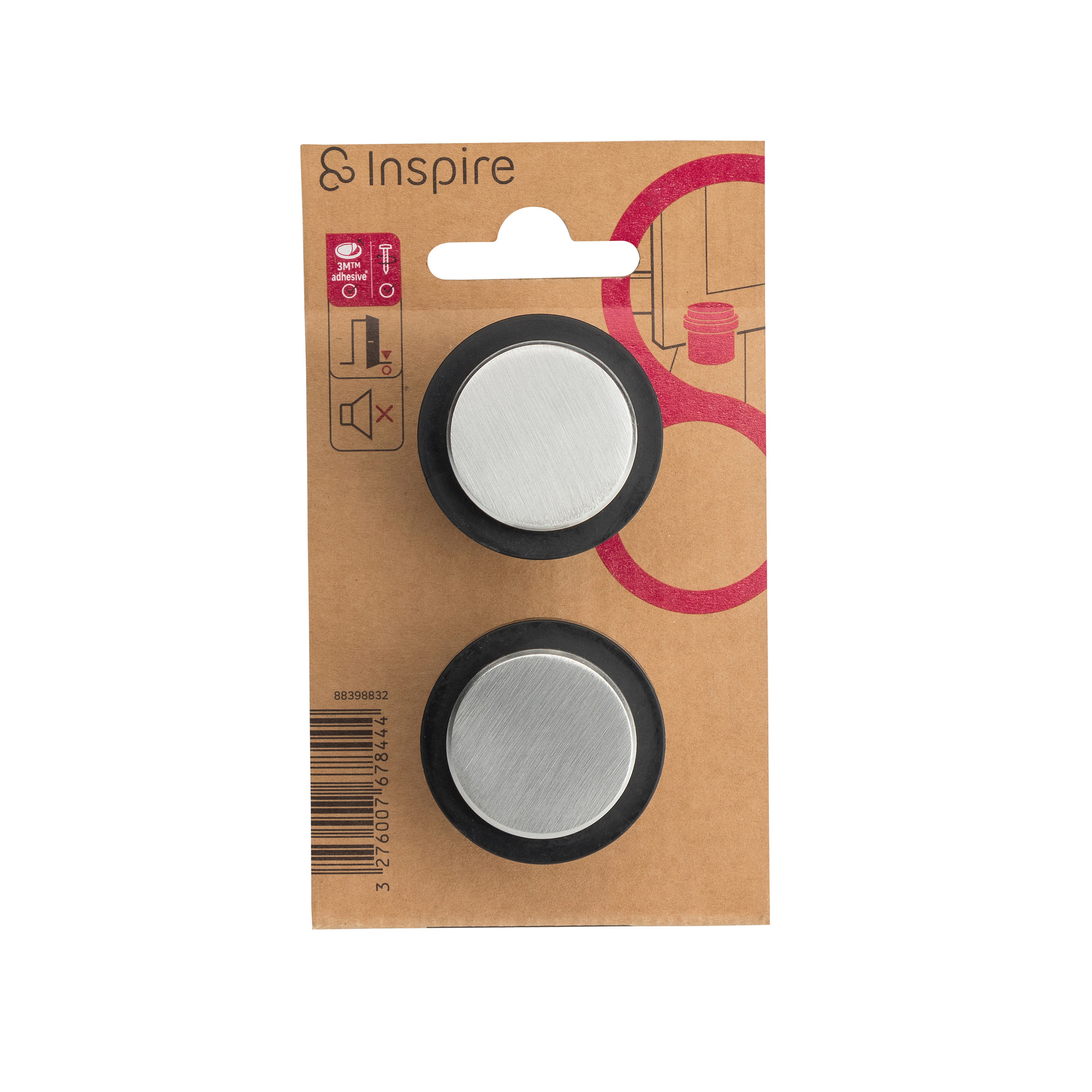 2 Batentes para porta colar ou aparafusar no chão aço inoxidável 3,6x3,2 cm Inspire - 6