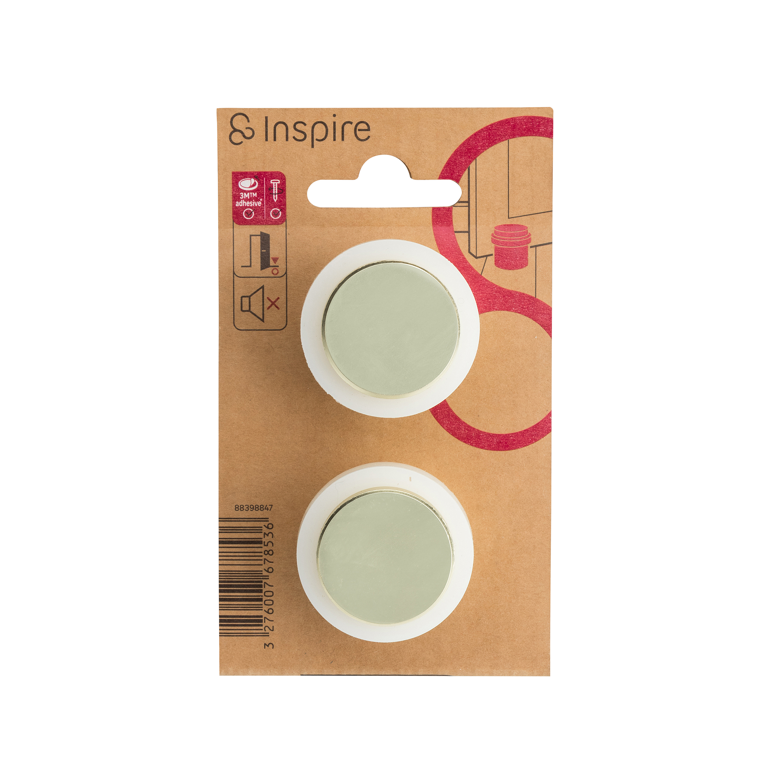 Lot de 2 butées de porte acier INSPIRE doré, ⌀2.7 x L.3.6 x H.3.2 cm - 6
