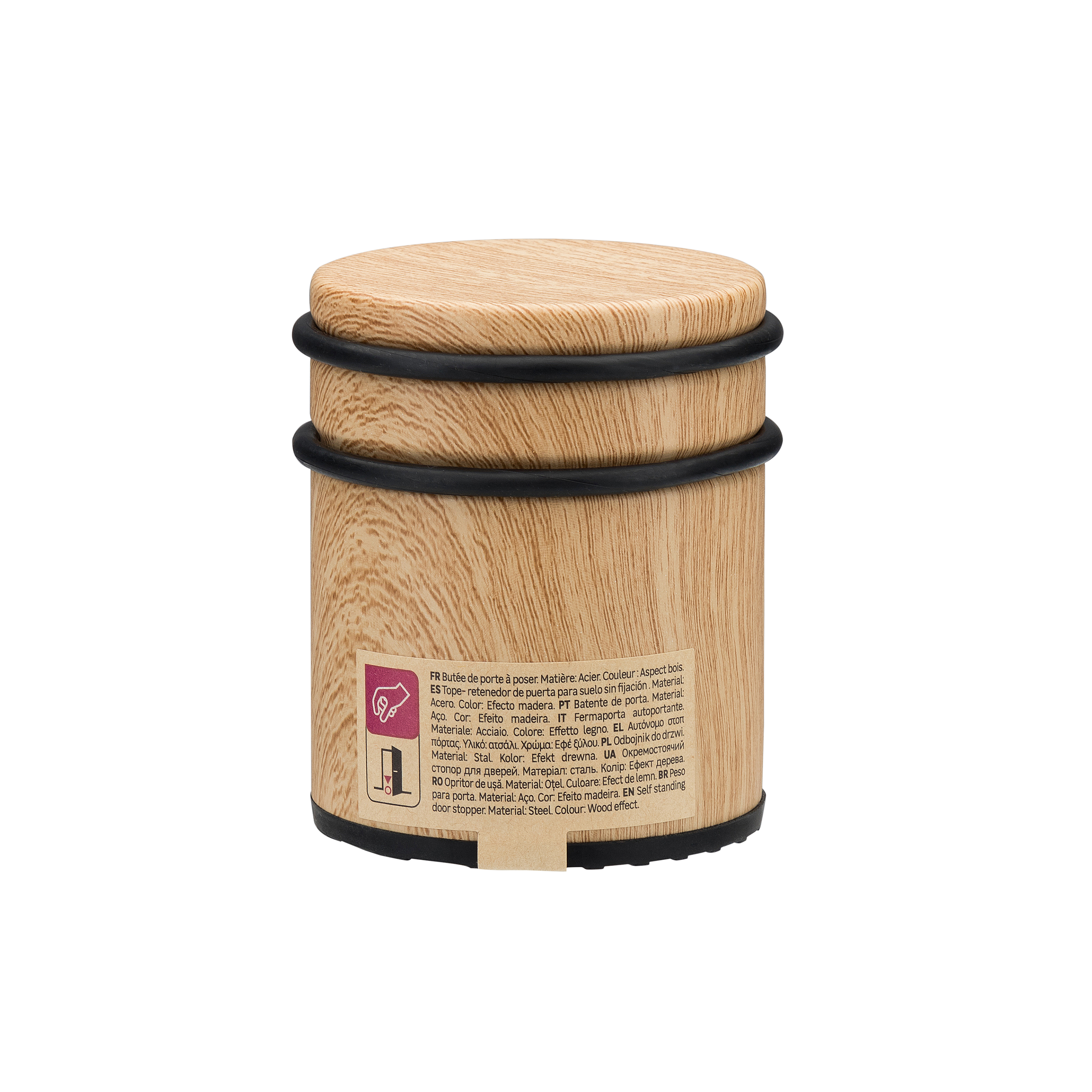Batente bloqueador para porta para pousar no chão aço efeito madeira 2 anéis ø7,2x8,1cm Inspire - 6