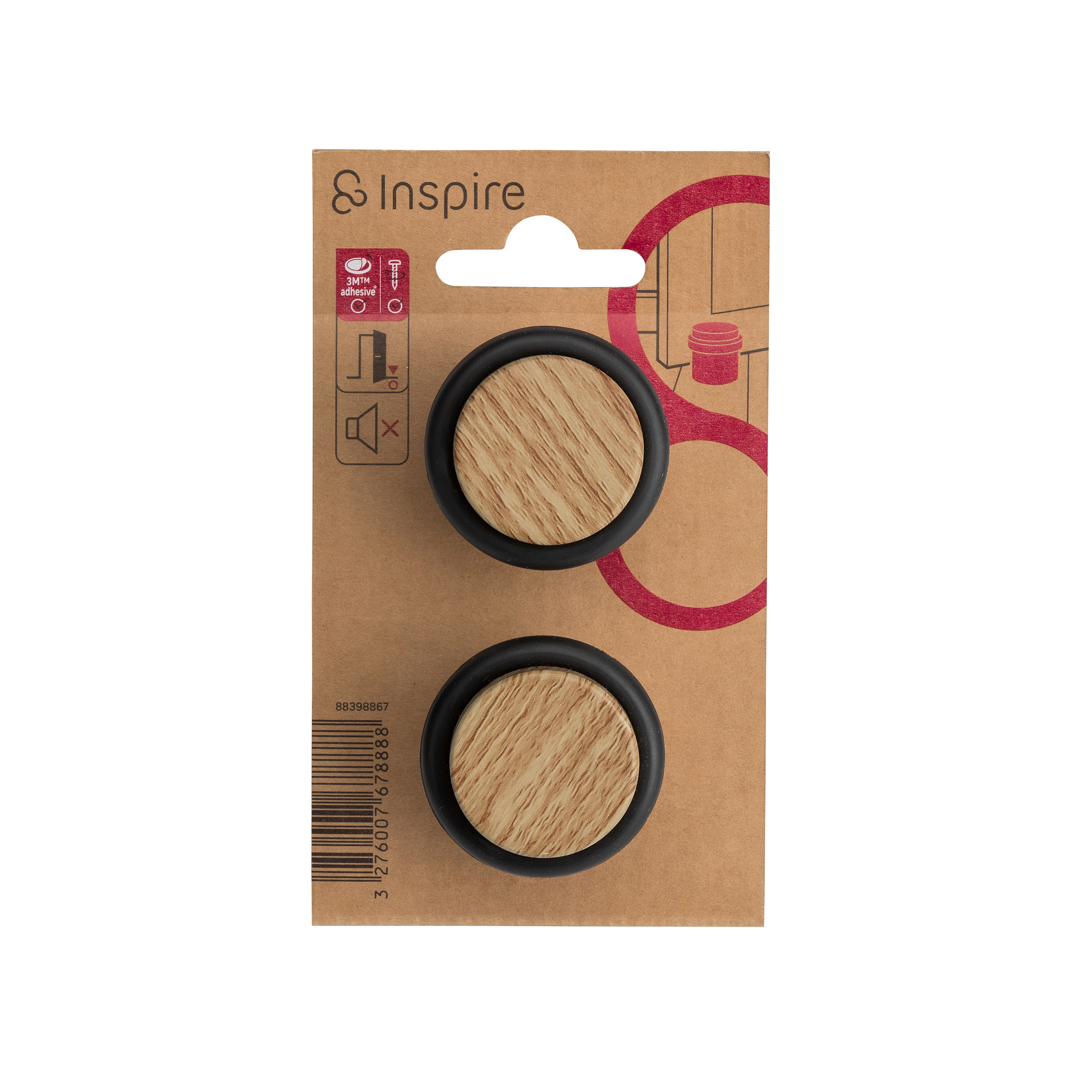 2 Batentes para porta colar ou aparafusar no chão aço efeito madeira carvalho 3,6x3,2 cm Inspire - 7