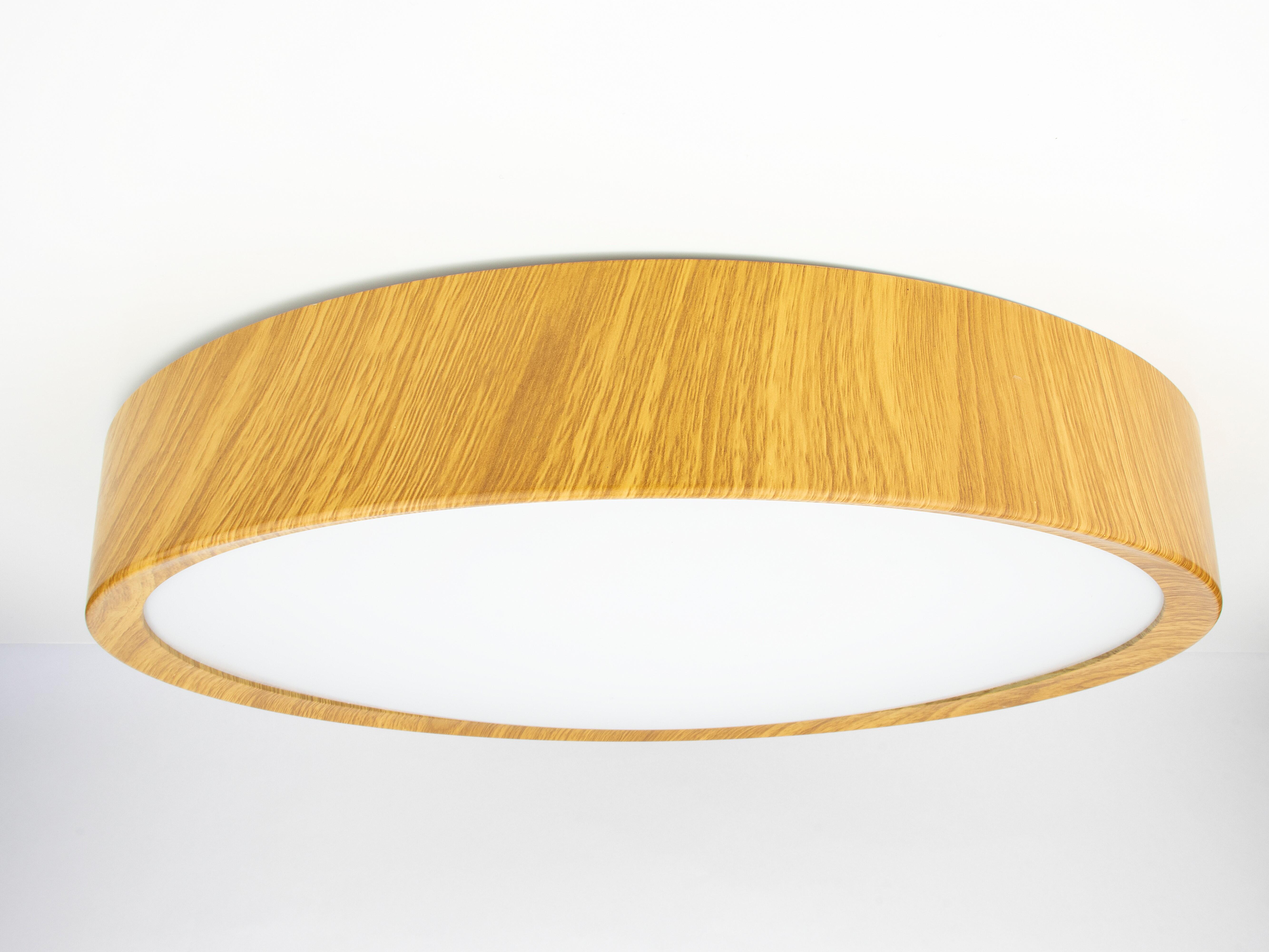 Plafonnier LED salle de bain D.33 cm 1350 lum. blanc chaud/neutre, bois