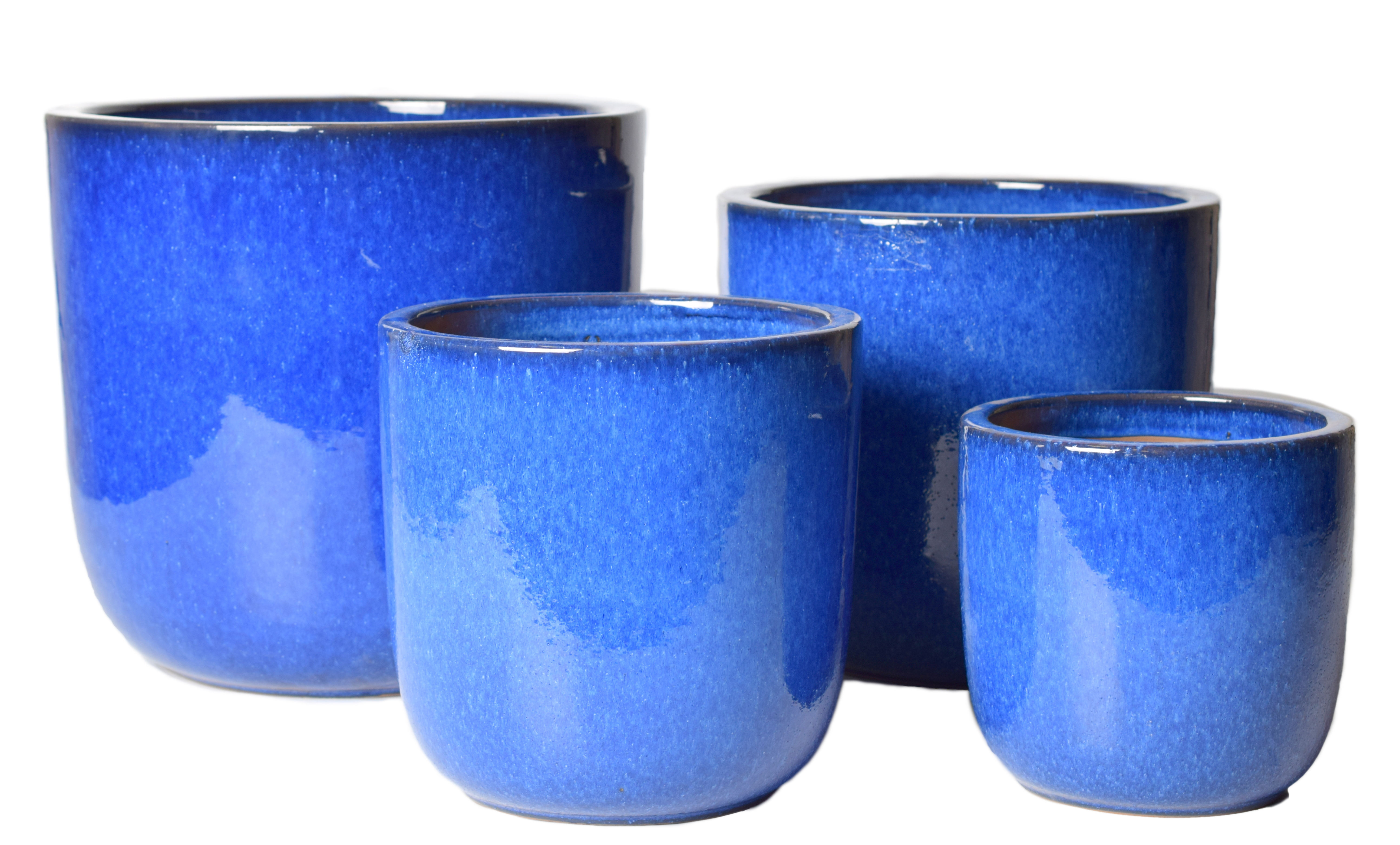 S/4 CACHE POTS CERAMIQUE BLEU | Leroy Merlin