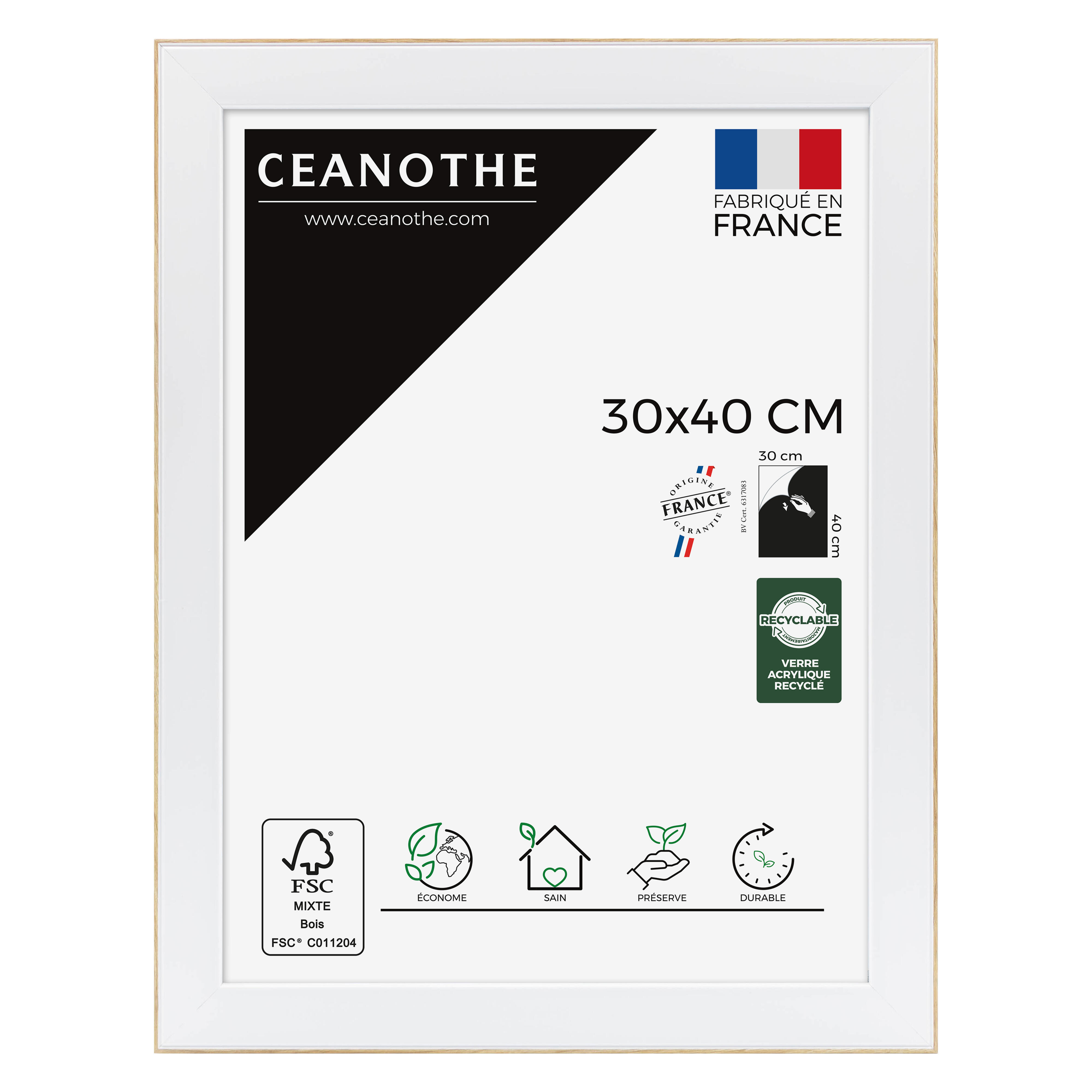Cadre Newton brut, 30 x 40 cm blanc, CEANOTHE - 9