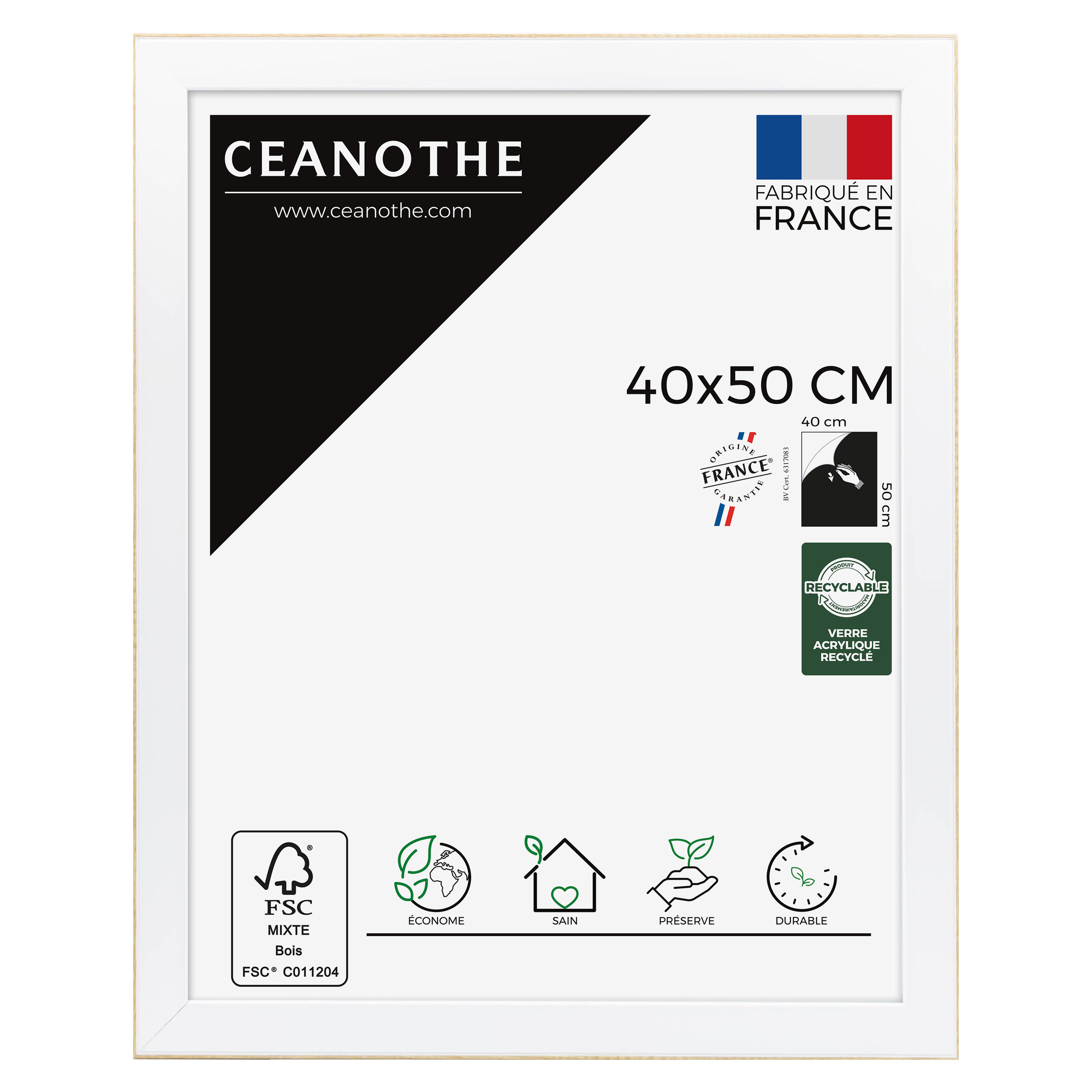 Cadre Newton brut, 40 x 50 cm blanc, CEANOTHE - 11