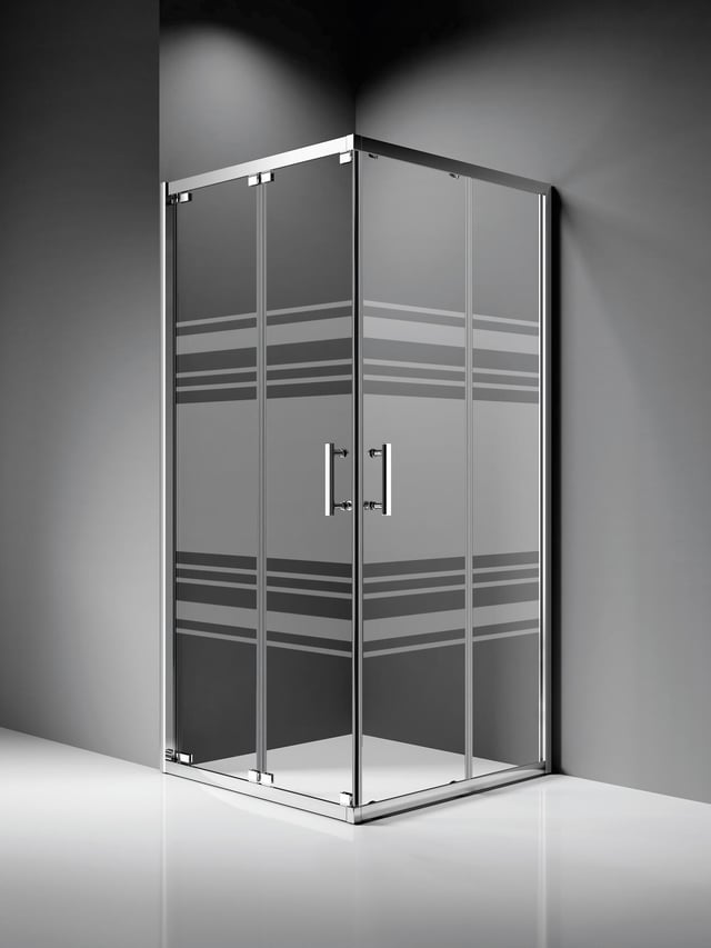 Mampara de ducha corredera serigrafiada Sofia perfil cromo (88-89.5)x(88-89.5)x185 cm 5 mm