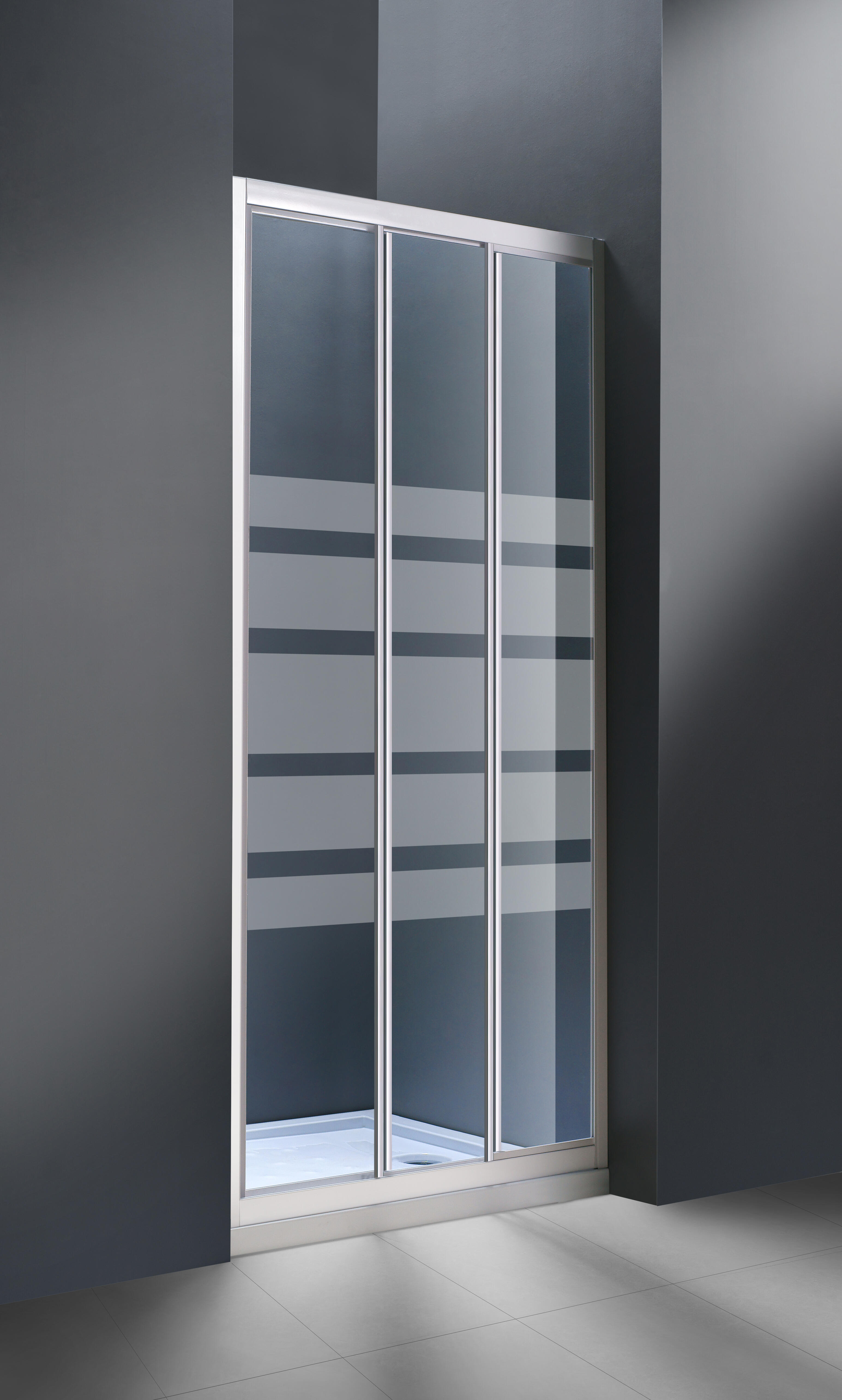 Mampara de ducha frontal corredera serigrafiada perfil cromo (79.5-81.5)x185 cm