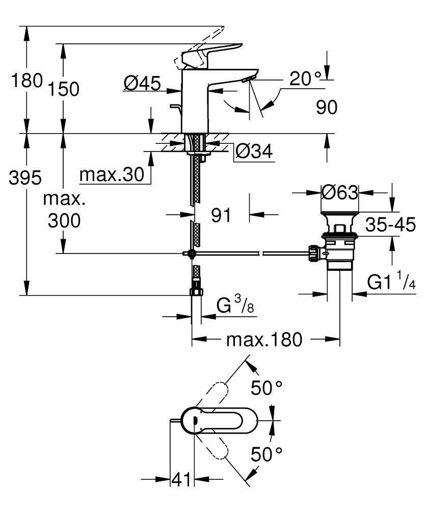 Robinet de lavabo noir S Start clova GROHE - 2