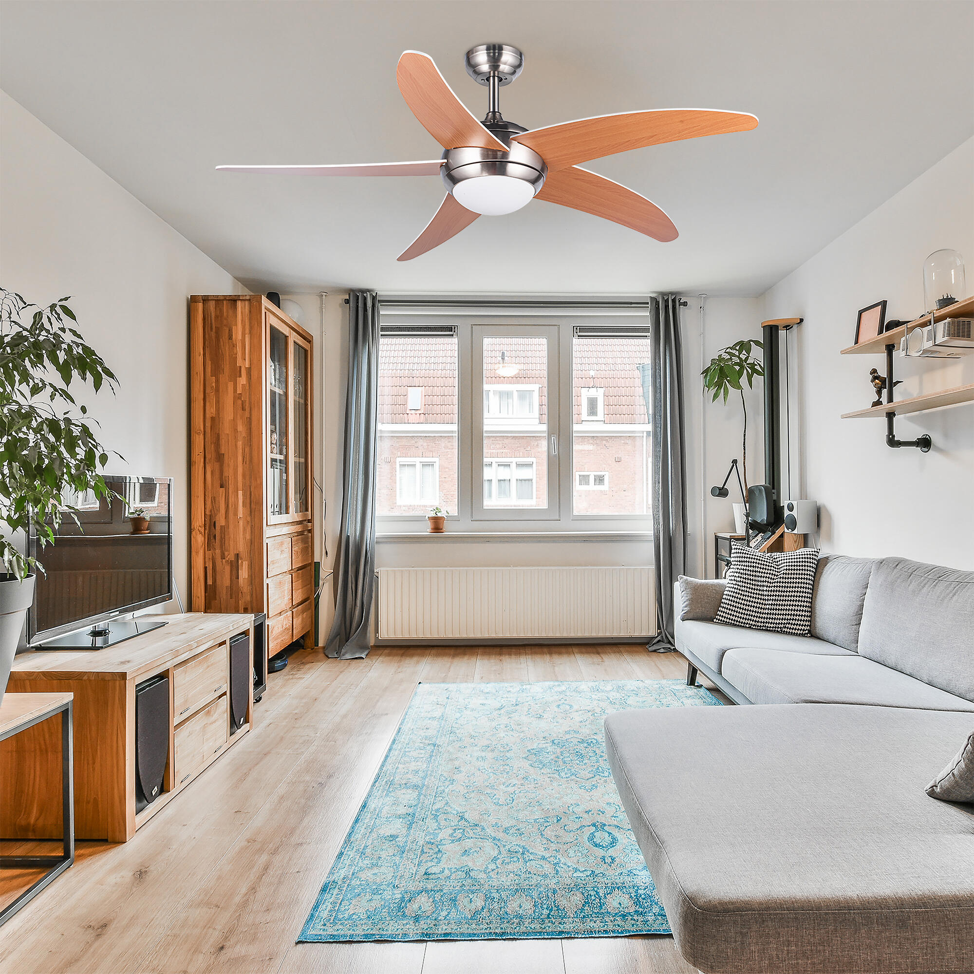 Ventilador de techo con luz motor DC Ragnar níquel 132 cm - 2