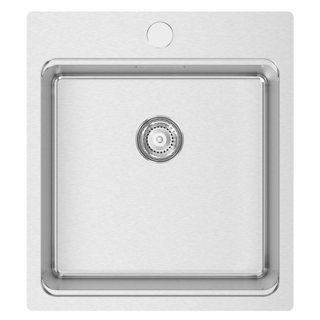 Fregadero cocina Delinia Cascais sobre encimera 1 seno con sifón 45.2x51 cm acero inox mueble a partir de 50 cm