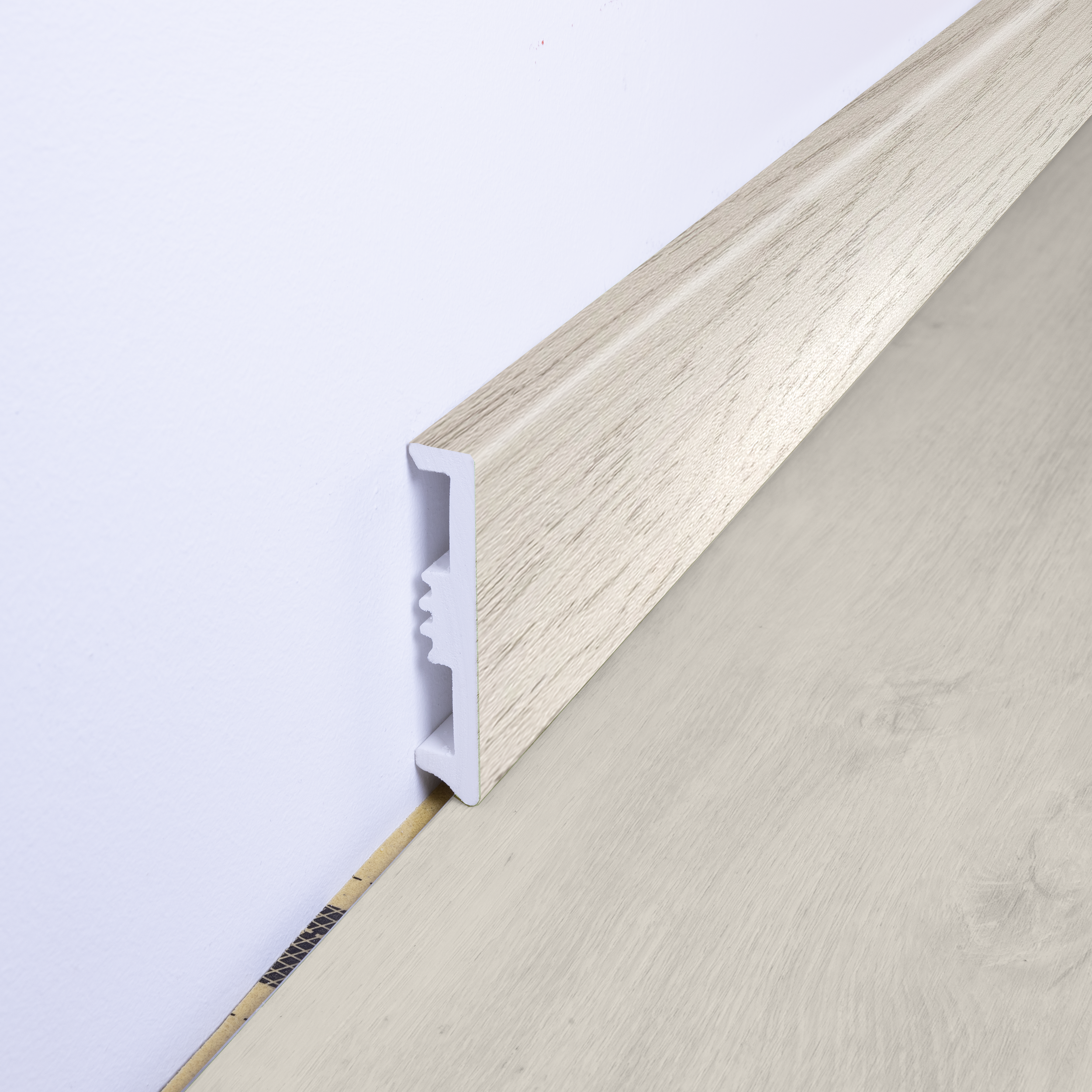 Battiscopa con passacavo STIQ XL 810 WOOD DECOR 015 ARTENS in polistirene argento Sp 15 mm x H 8 x L 240 cm / 2.4 m - 3