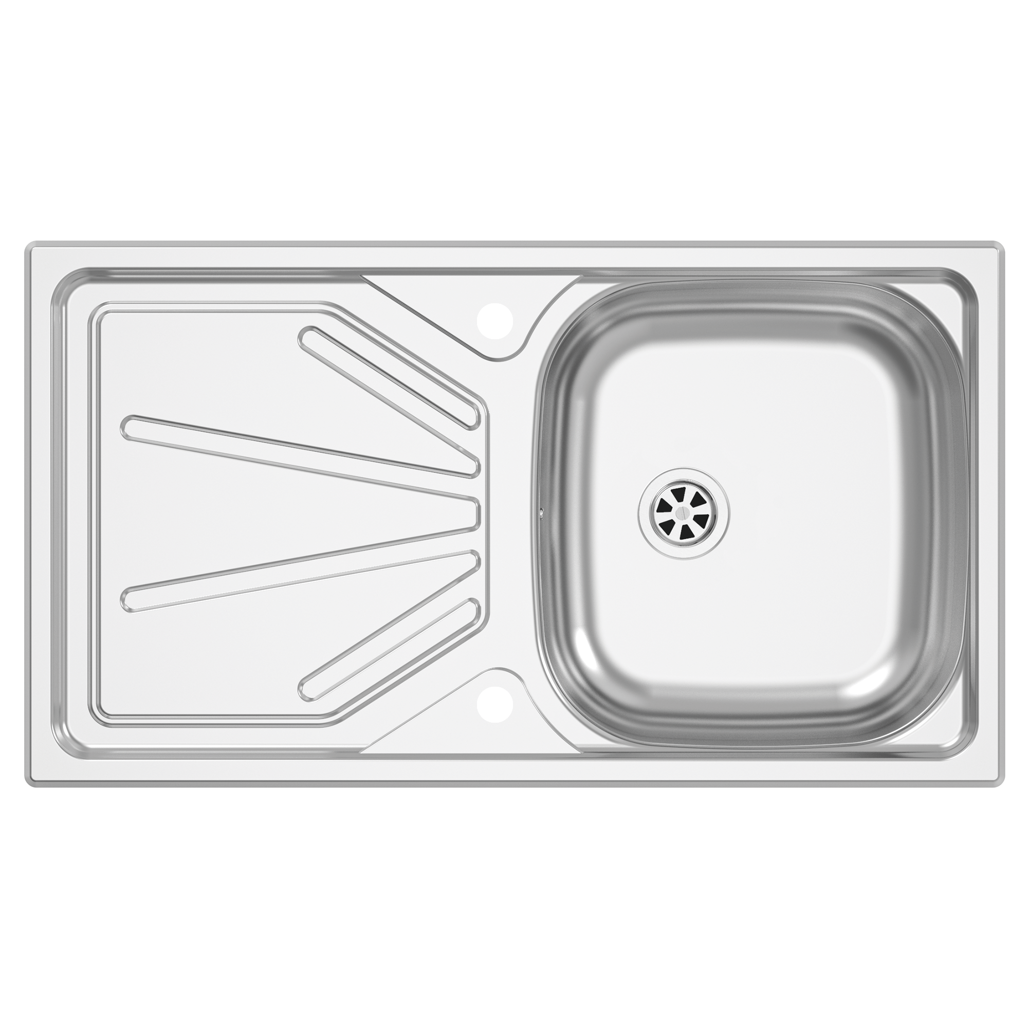 Fregadero con escurridor de acero inox cuadrado delinia azores 78x43.5 cm