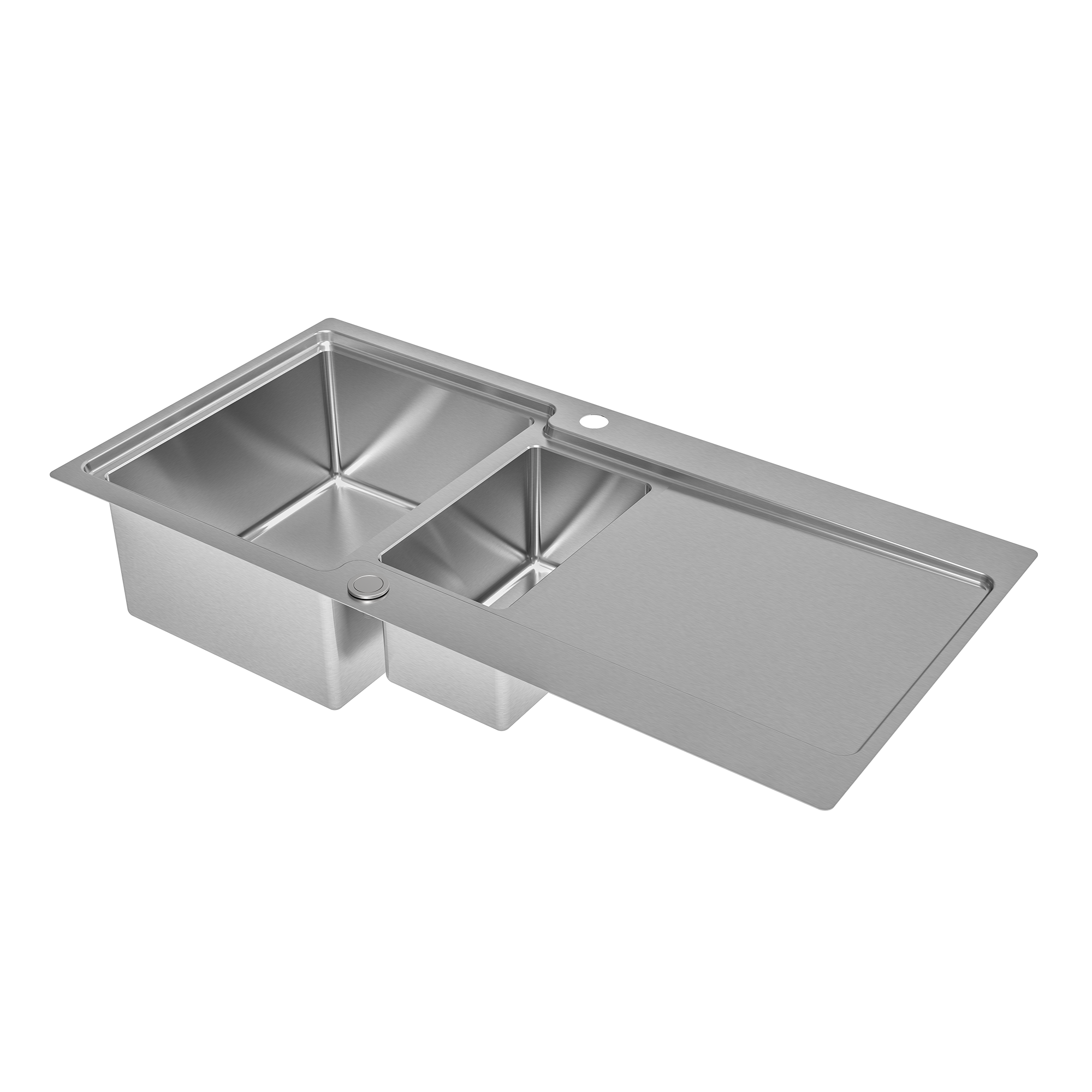 Fregadero De Acero Inoxidable 45x45 Cm - Rectangular, Empotrado, Con 2 Agujeros Y Antirruido