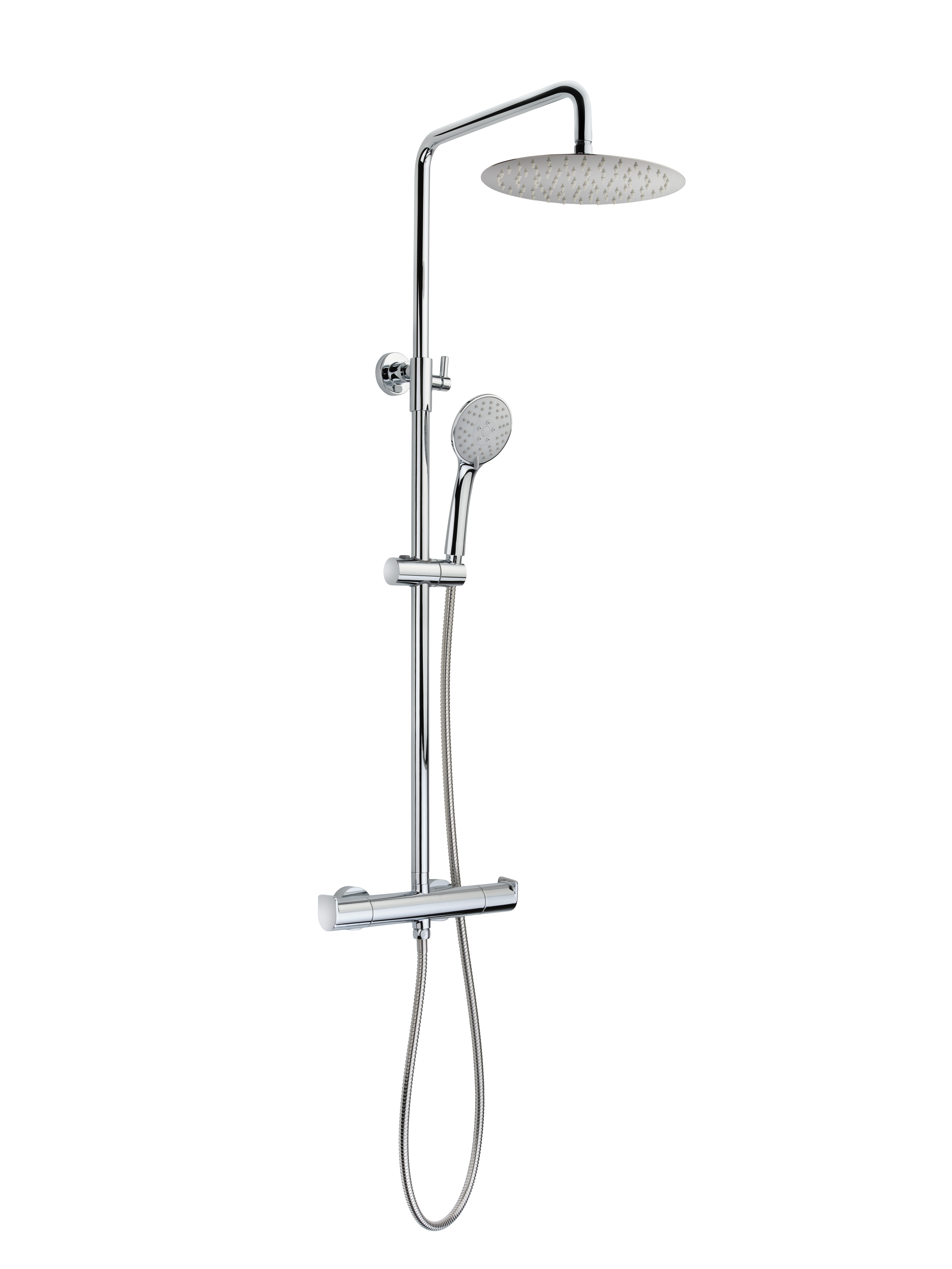 Columna de ducha con grifo Monomando STROHM TEKA Ethika Cromo Brillo Rociador 25 Redondo extraplano Barra extensible Sistema antical Con ahorro de agua - 12