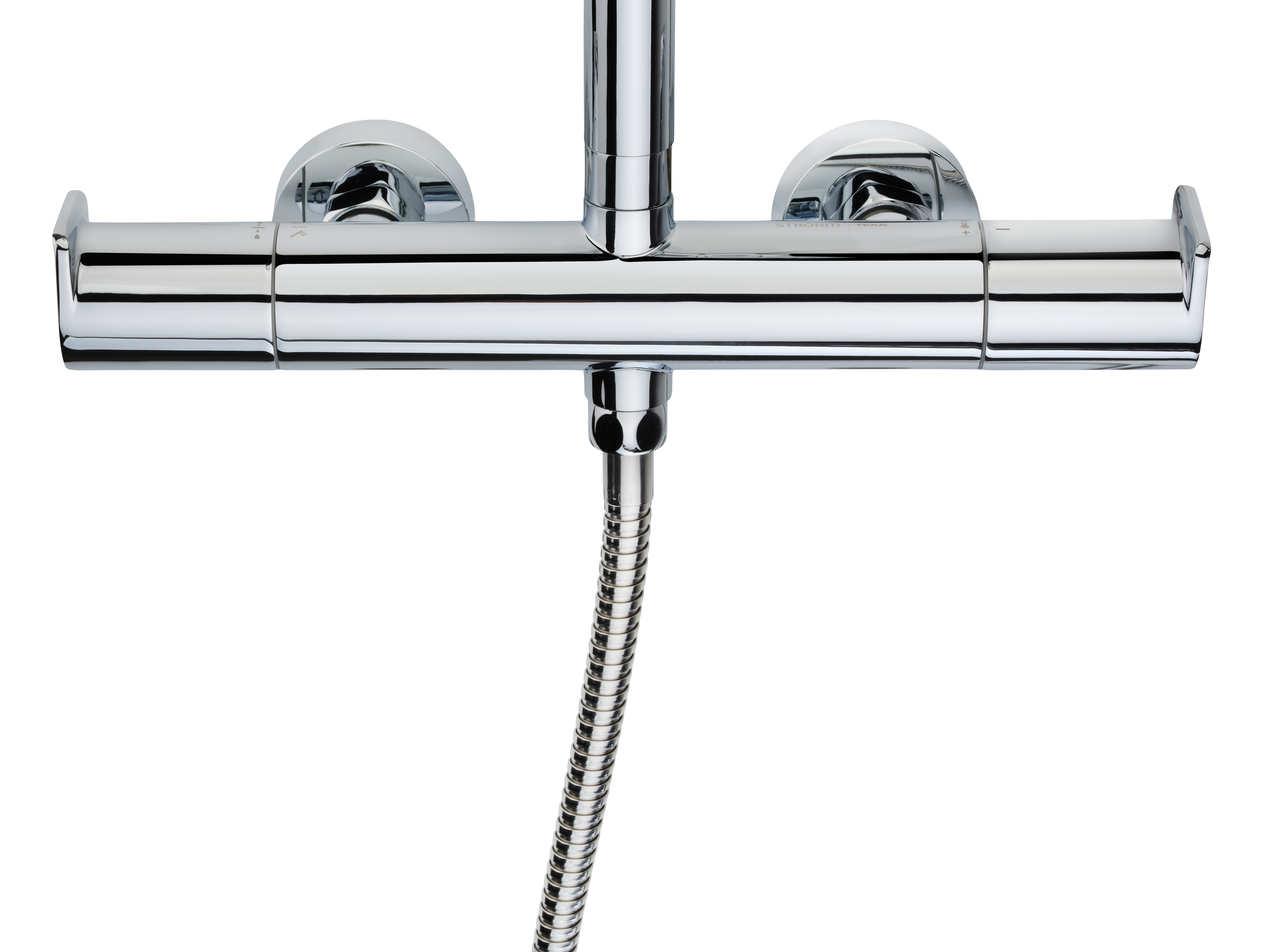 Columna de ducha con grifo Monomando STROHM TEKA Ethika Cromo Brillo Rociador 25 Redondo extraplano Barra extensible Sistema antical Con ahorro de agua - 19