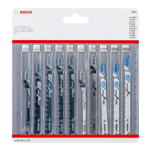 Zestaw brzeszczotów do drewna / metalu do wyrzynarki T 10 szt. BOSCH PROFESSIONAL